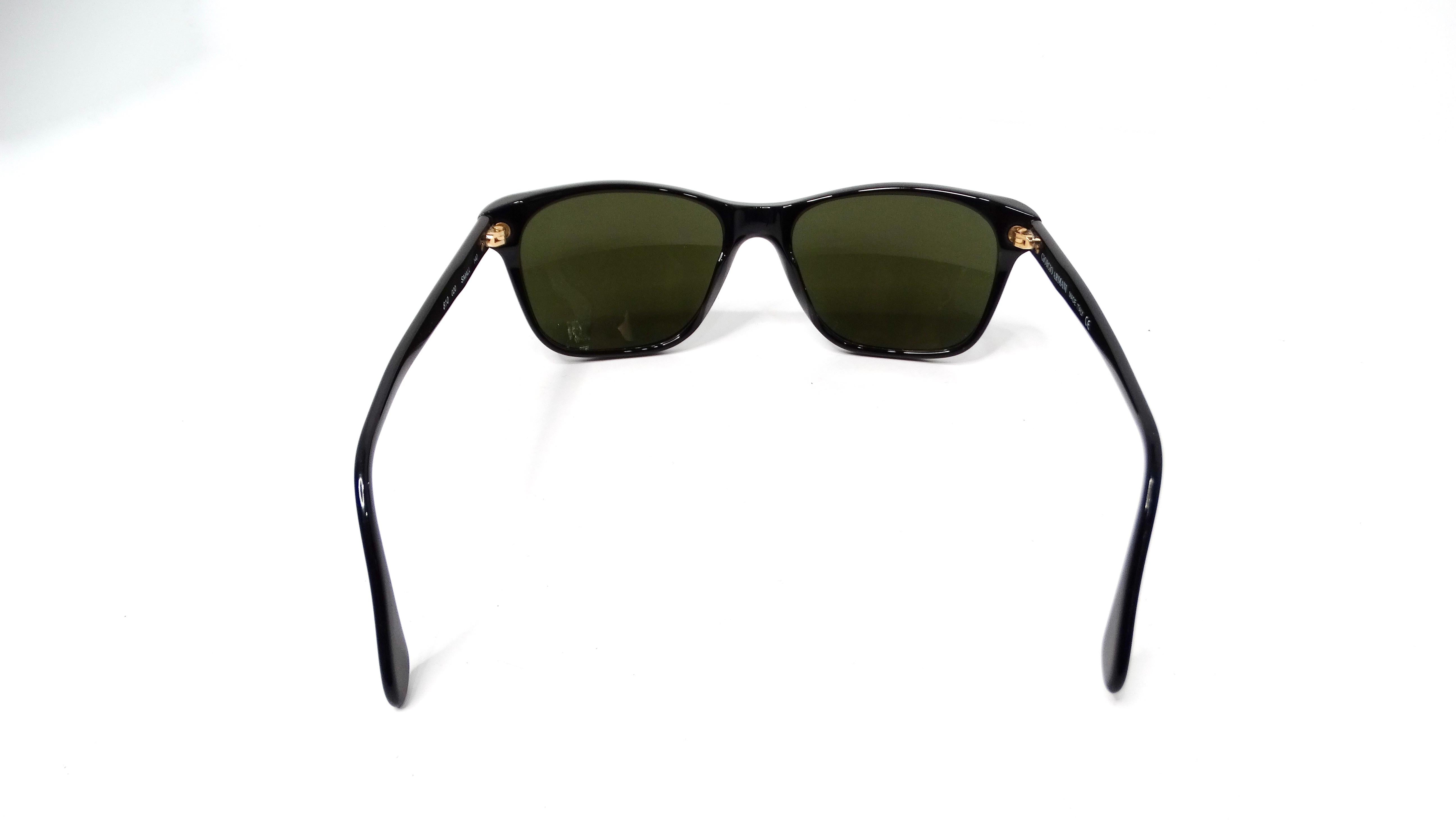 1990s Giorgio Armani Wayfarer Blue Reflective Green Tinted Lens Sunglasses 1