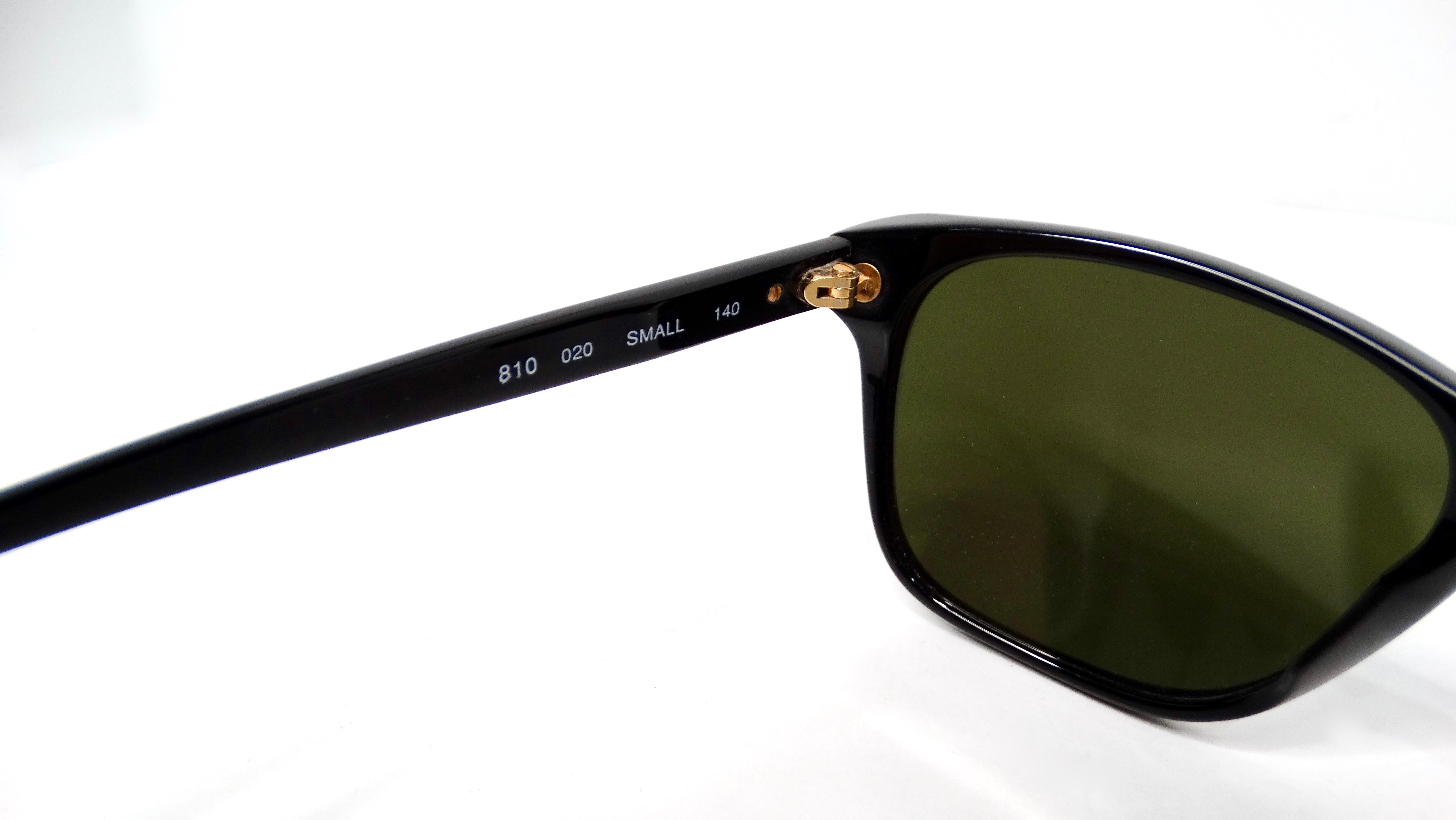 1990s Giorgio Armani Wayfarer Blue Reflective Green Tinted Lens Sunglasses 2
