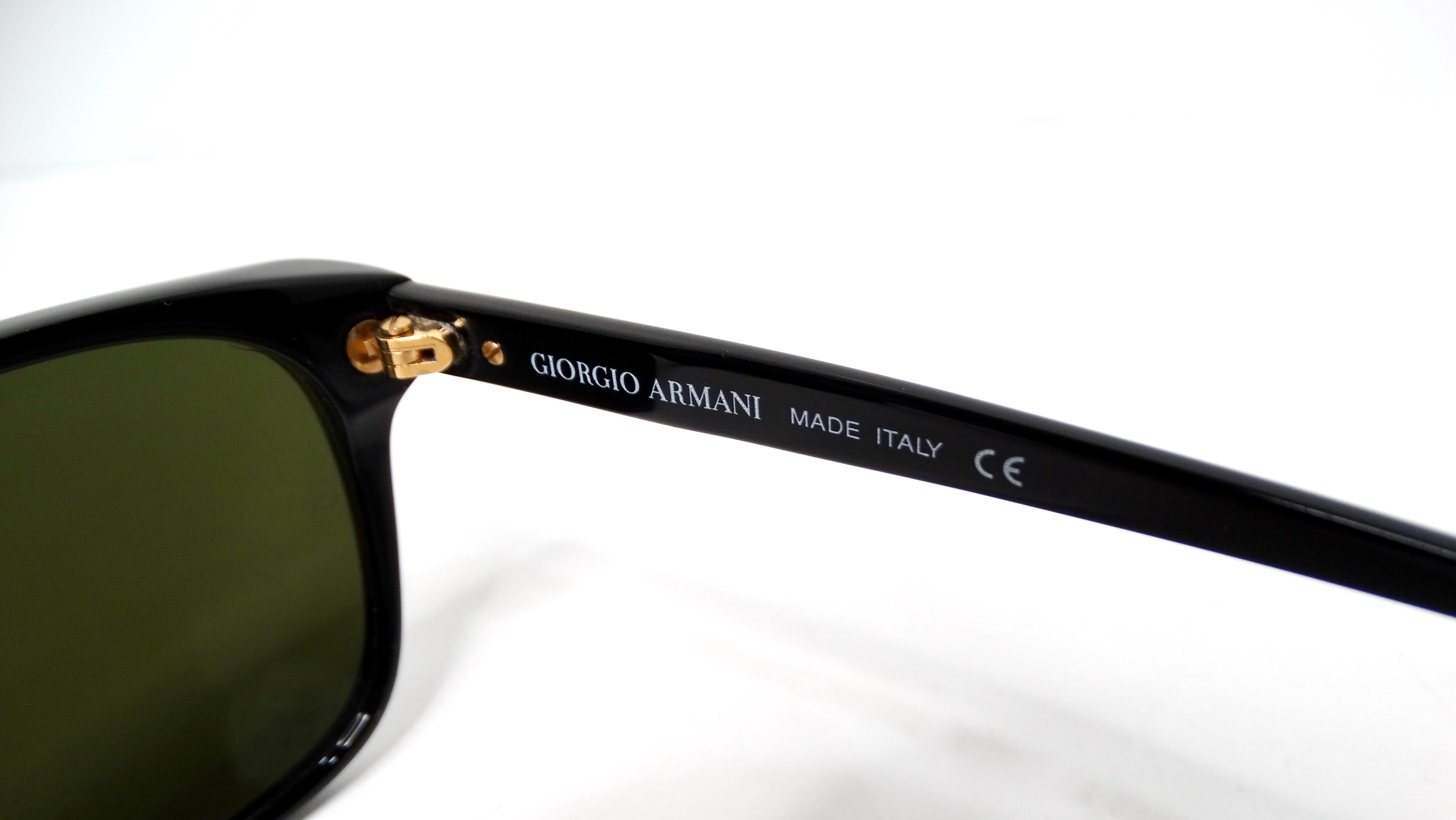 1990s Giorgio Armani Wayfarer Blue Reflective Green Tinted Lens Sunglasses 3