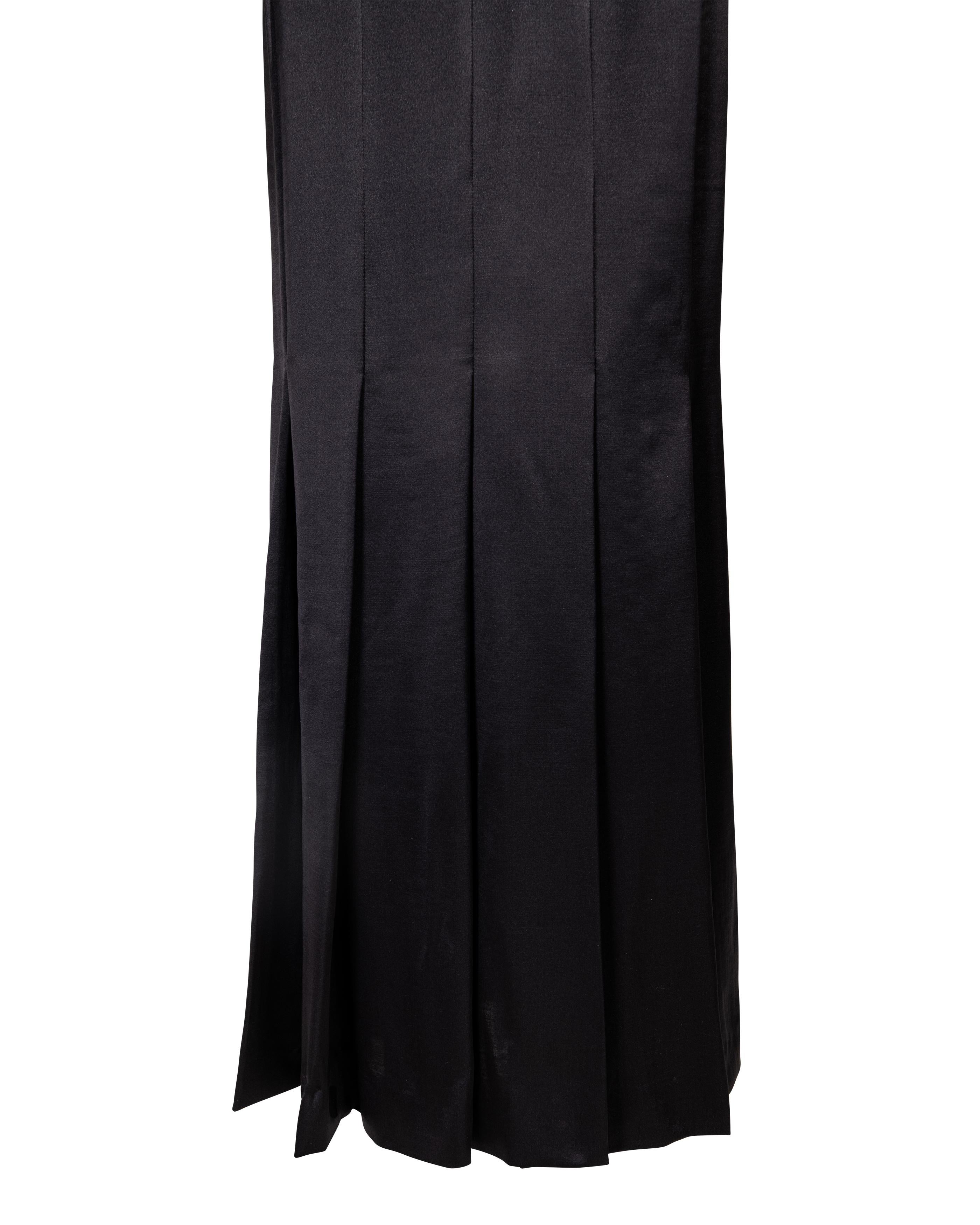 1990's Givenchy by Alexander McQueen Black Short Sleeve Pleated Gown 2