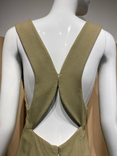 1990s Givenchy Couture Olive Green Open-Back Maxi Dress