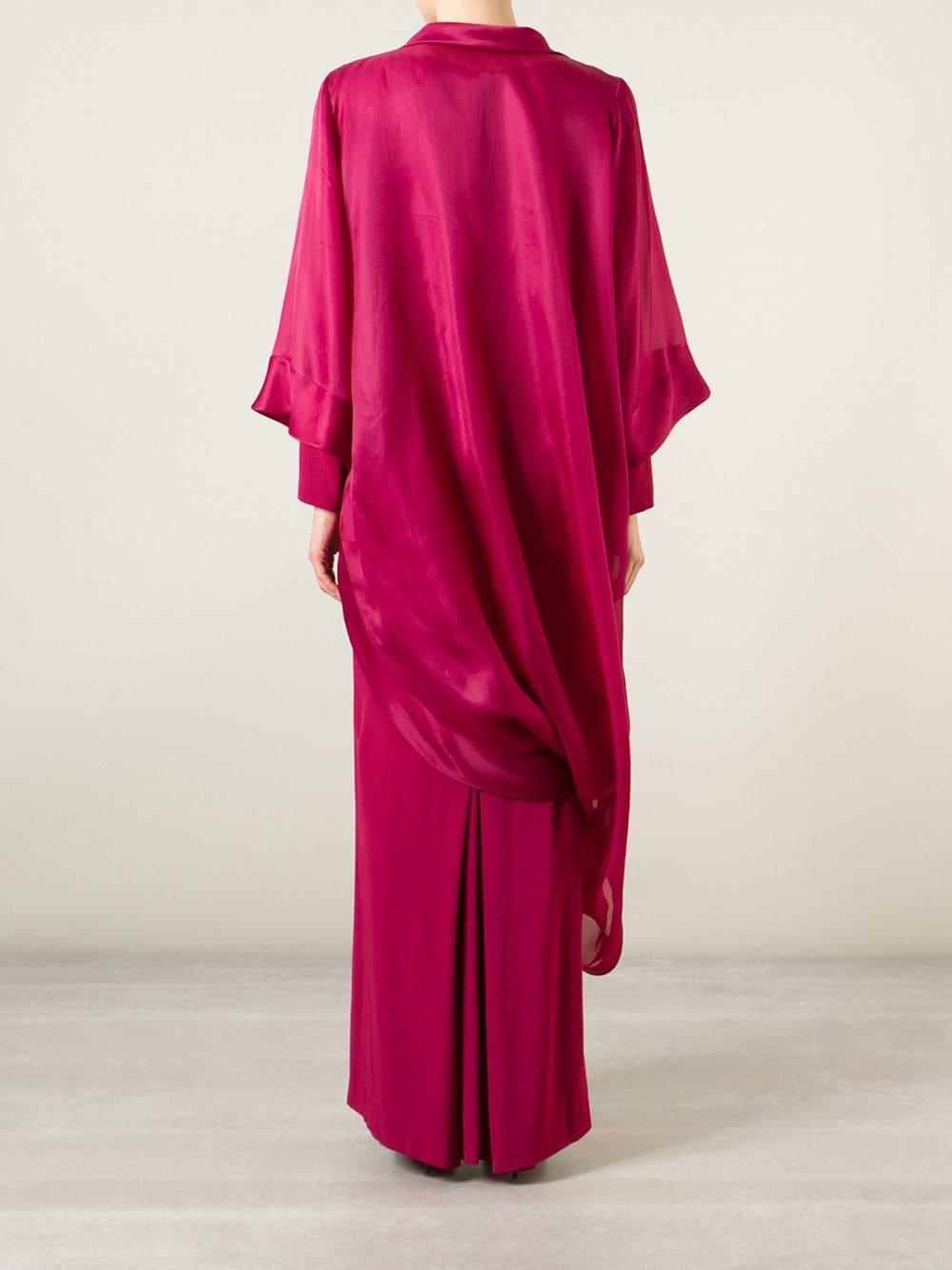 Red 1990s Givenchy Fuchsia Chiffon Long Dress