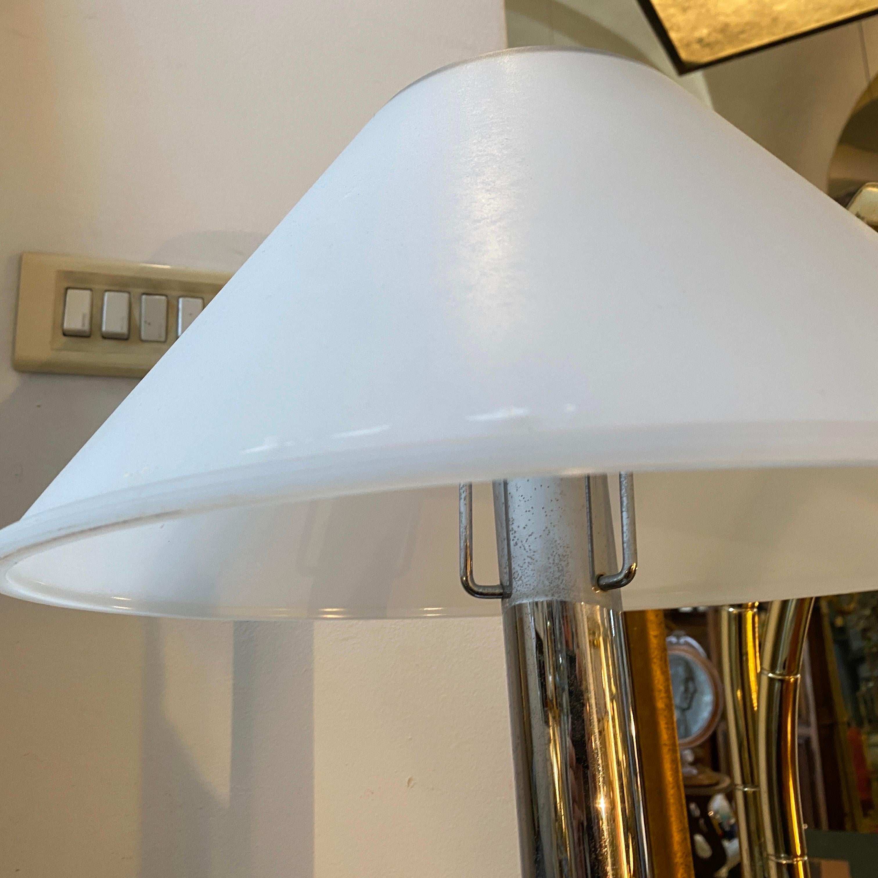 1990s Glashutte Limburg Minimalist Metal and Glass Table Lamp For Sale 6