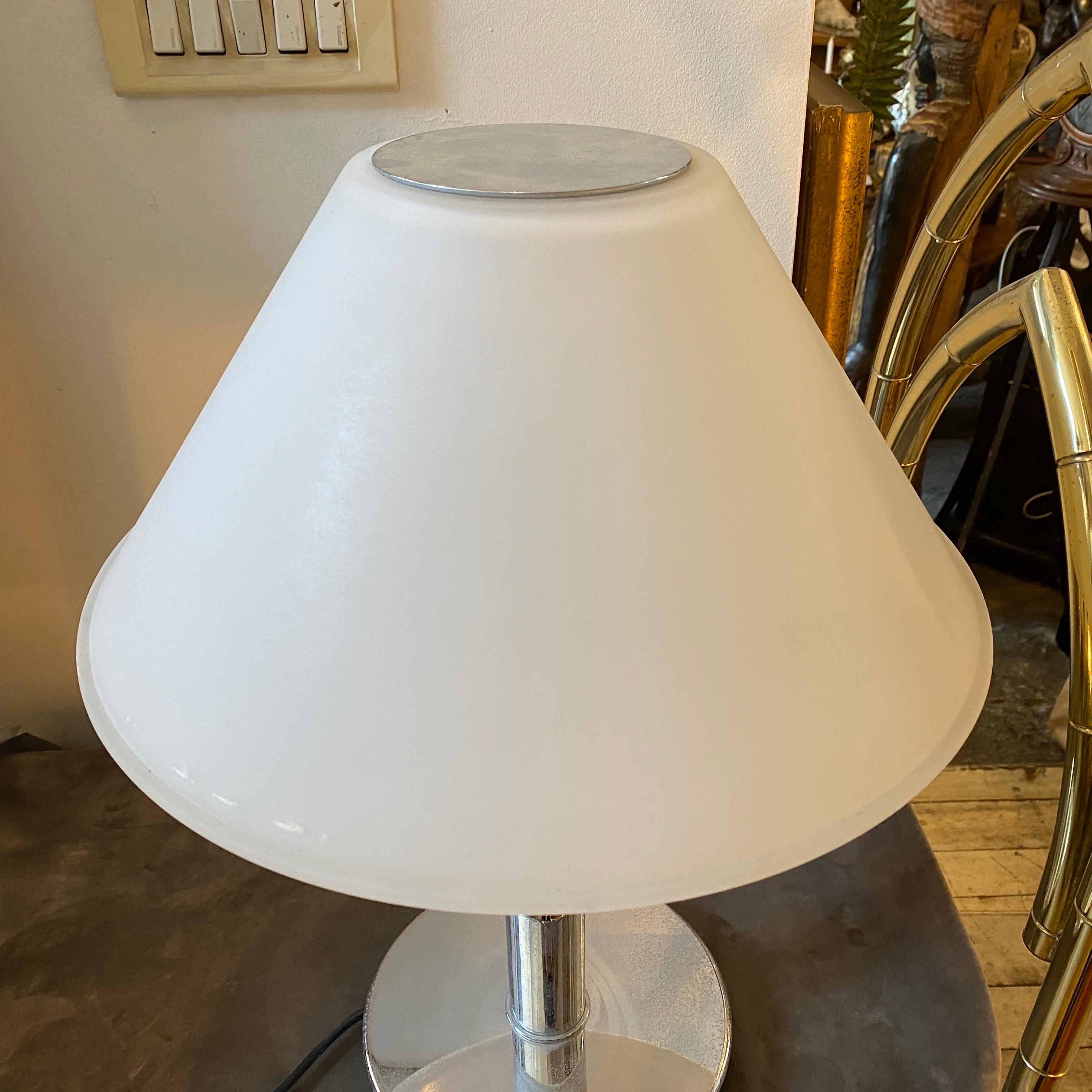 German 1990s Glashutte Limburg Minimalist Metal and Glass Table Lamp For Sale