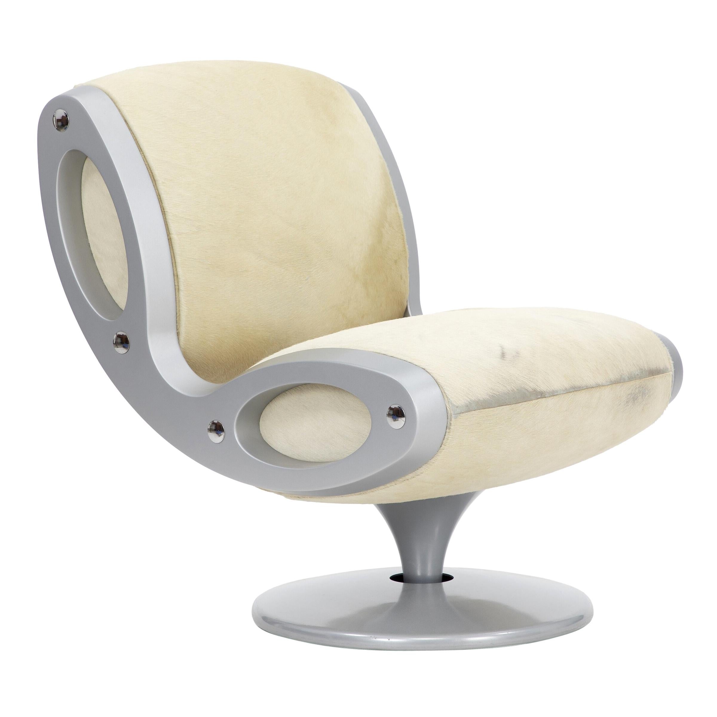 1990s Gluon Lounge Swivel Chair in Pony Hair by Marc Newson for Moroso