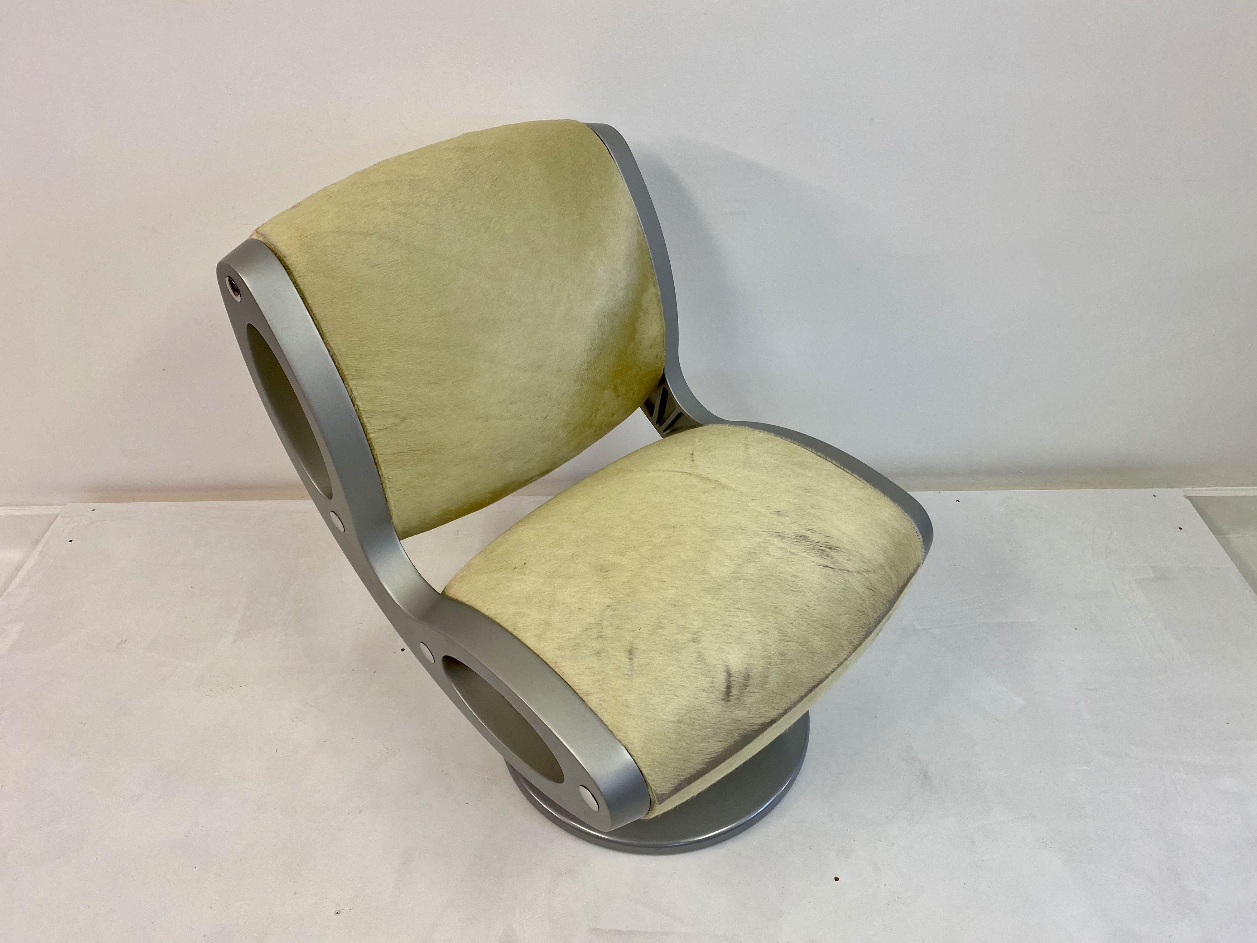1990s Gluon Lounge Swivel Chair in Pony Hair by Marc Newson for Moroso 3