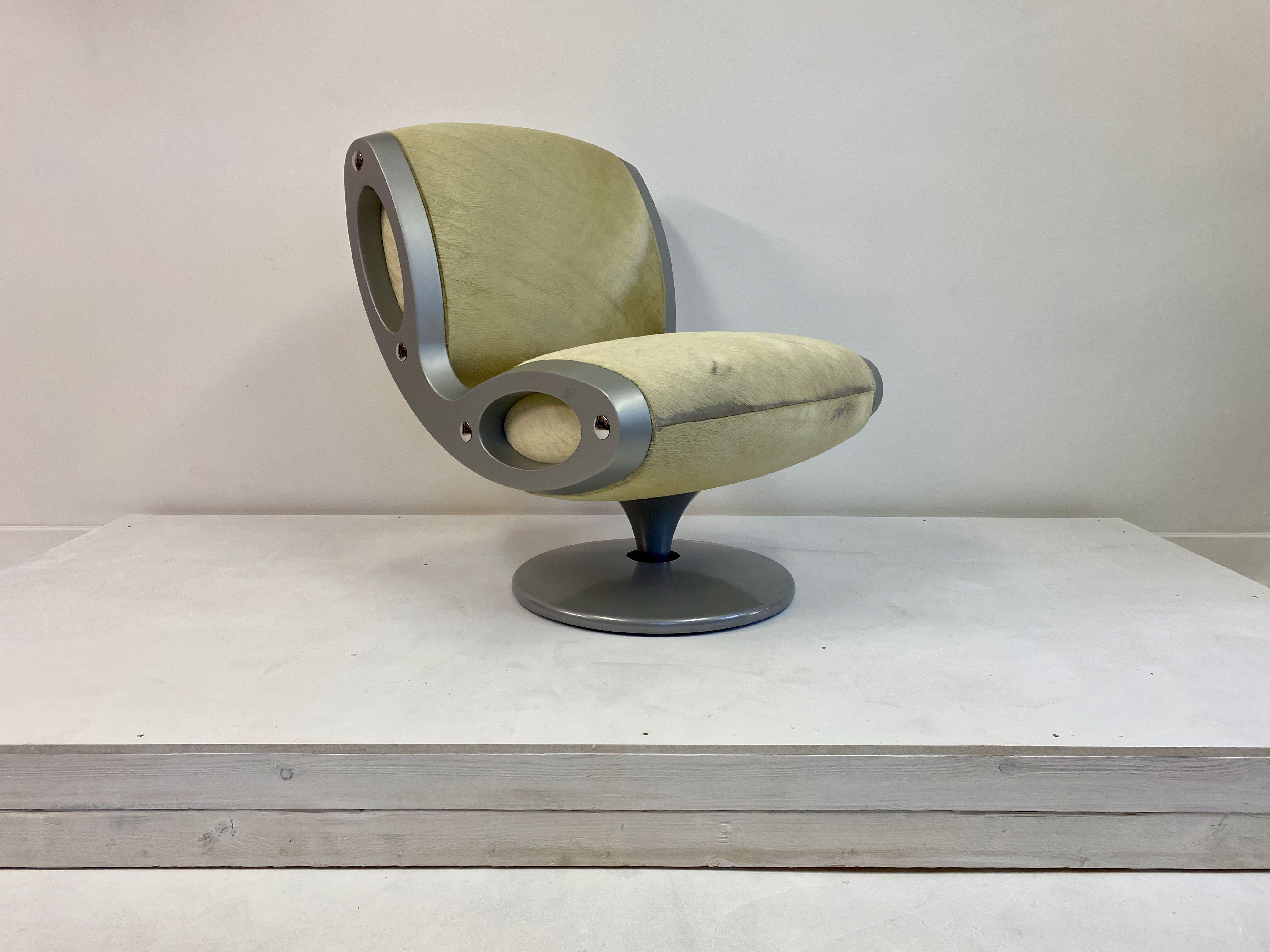 1990s Gluon Lounge Swivel Chair in Pony Hair by Marc Newson for Moroso 4