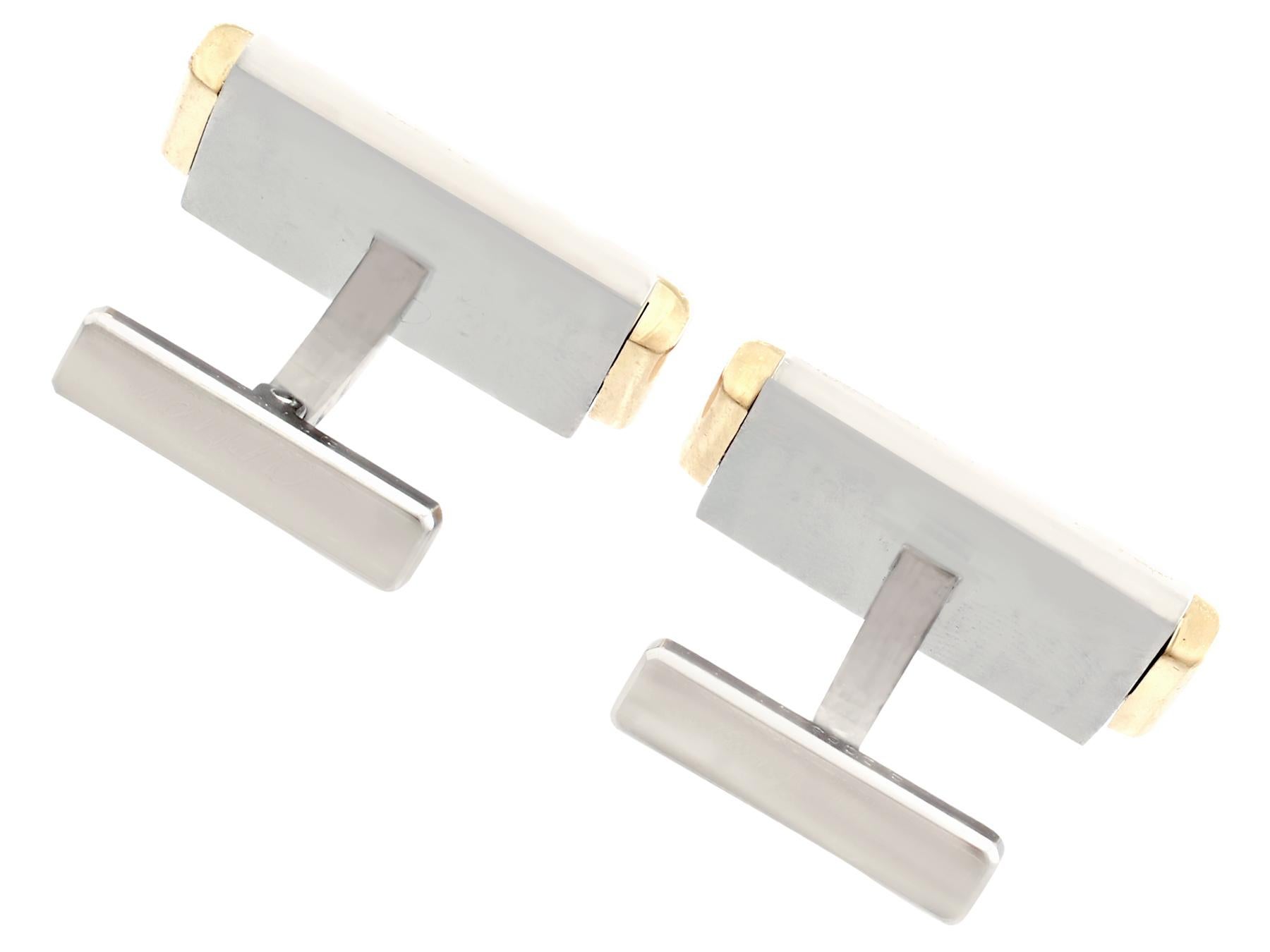 1990s Gold and Steel 'Santos' Cufflinks by Cartier 2