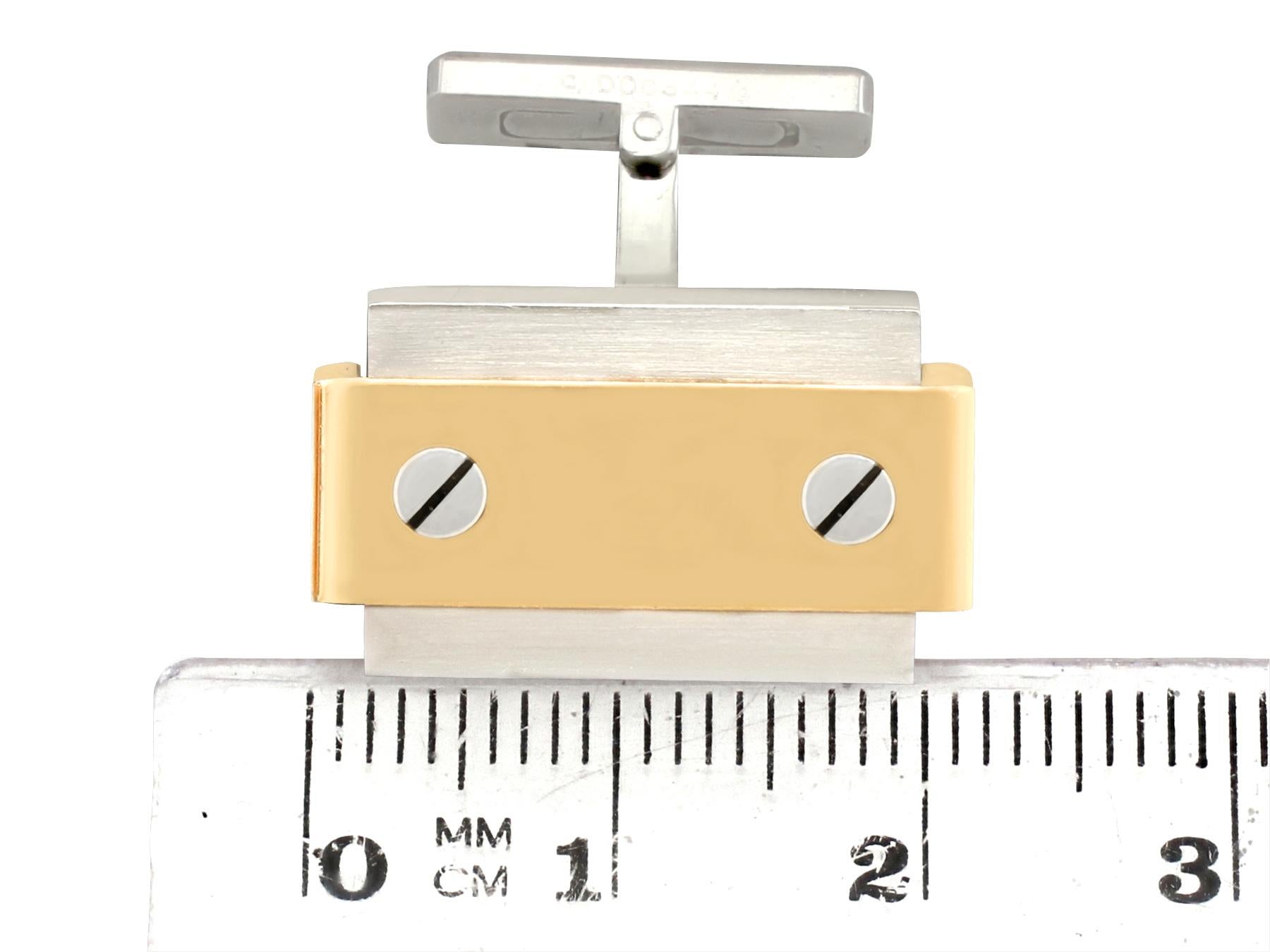 1990s Gold and Steel 'Santos' Cufflinks by Cartier 5