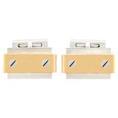 1990s Gold and Steel 'Santos' Cufflinks by Cartier