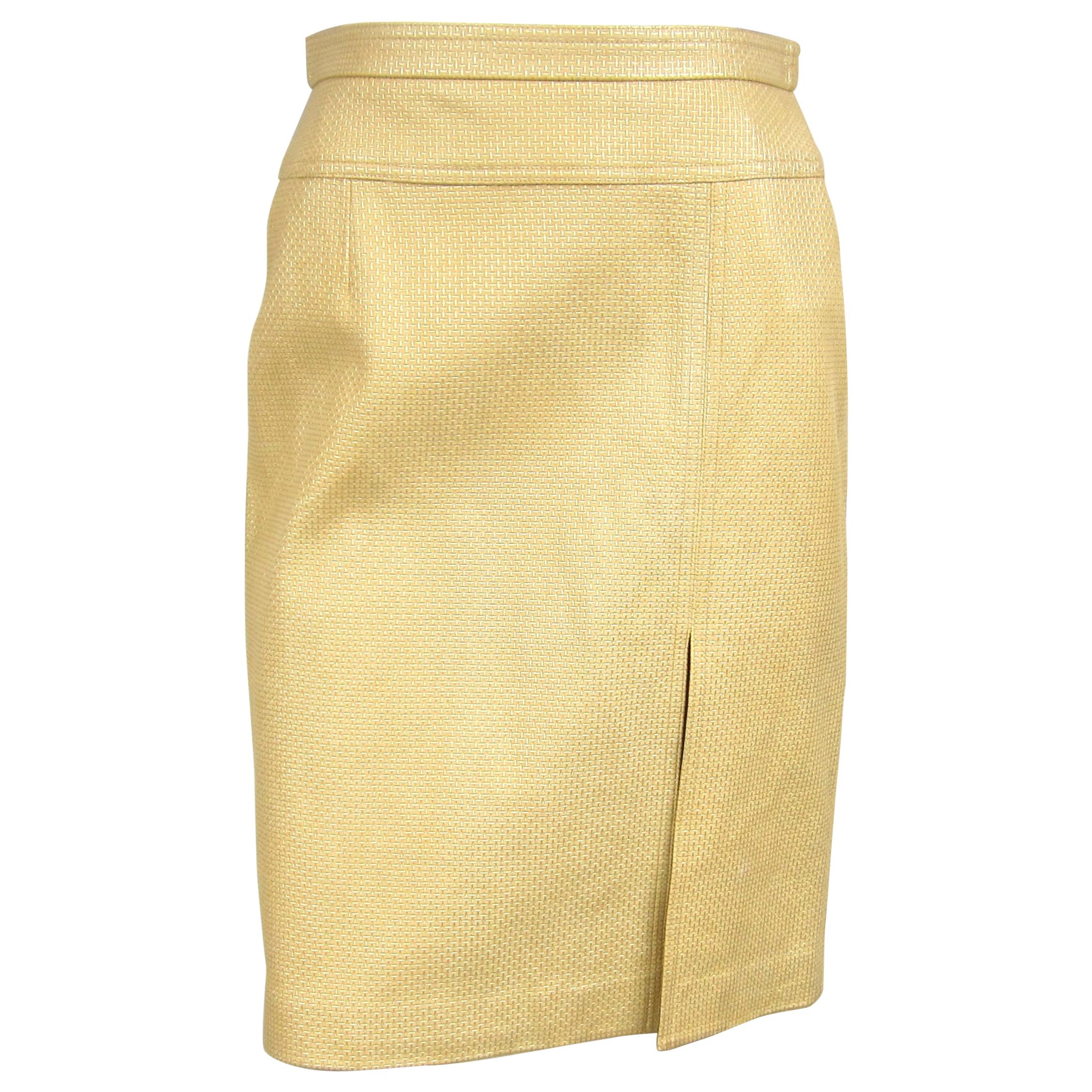 1990s Gold Escada Leather Skirt, Never Worn 
