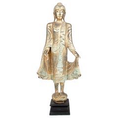 1990s Gold Gilded Wooden Buddha Statue