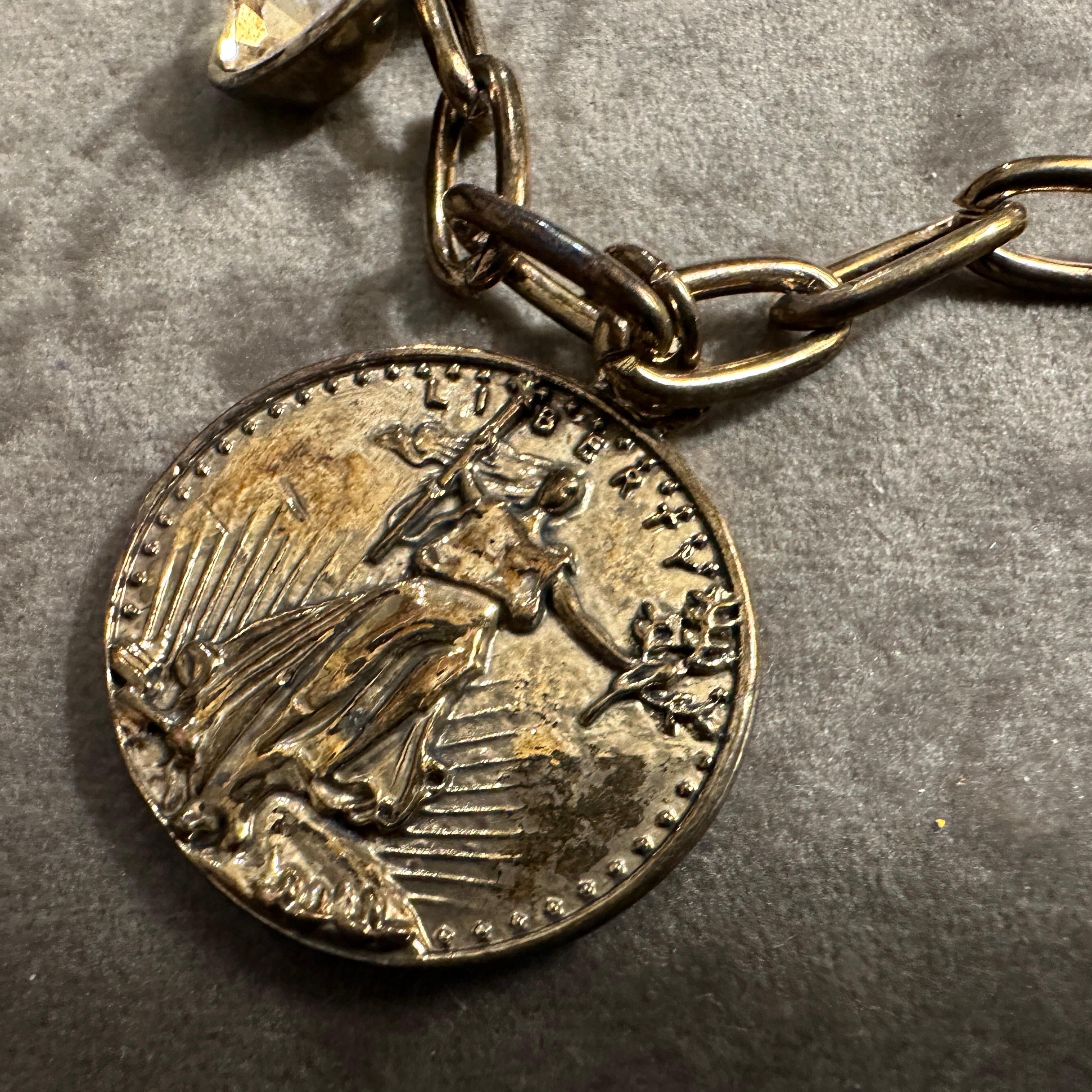 Neoclassical 1990s Gold-Tone Costume jewelry Italian Charms Necklace For Sale