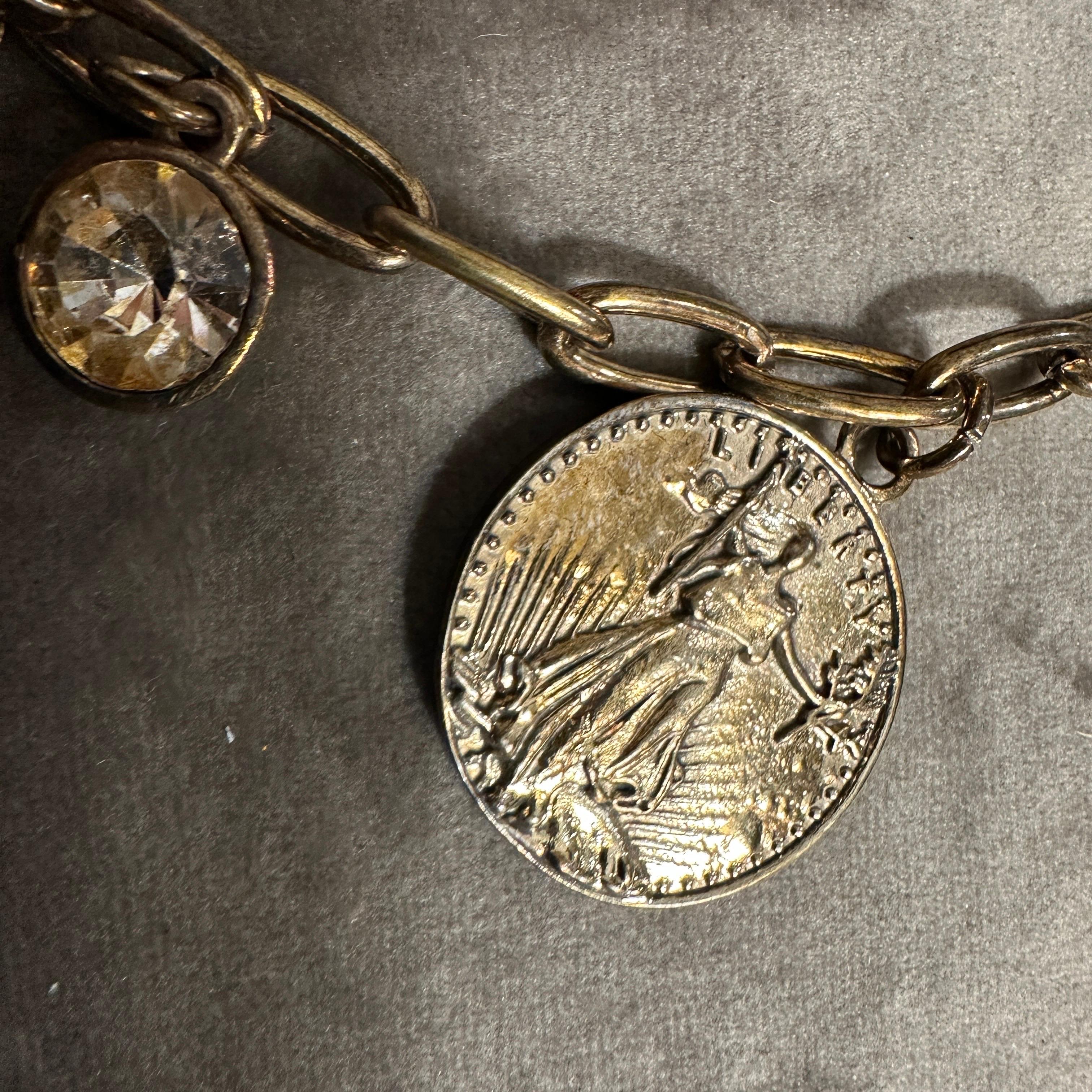 Women's 1990s Gold-Tone Costume jewelry Italian Charms Necklace For Sale
