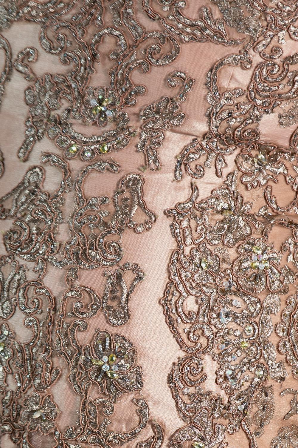 1990S Golden Brown Beaded Gown For Sale 3
