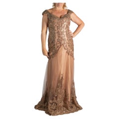 1990S Golden Brown Beaded Gown