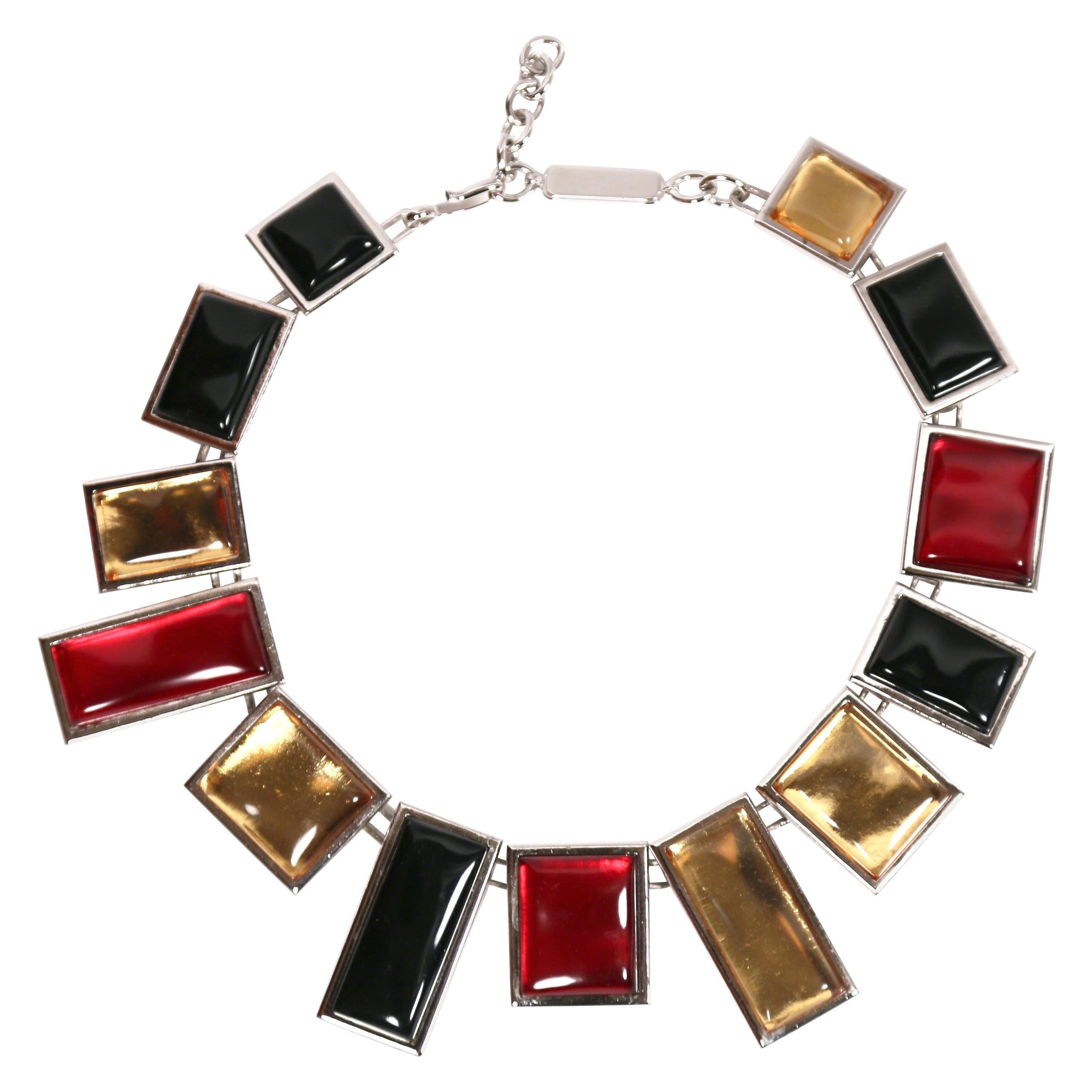 1990's GOOSSENS for YVES SAINT LAURENT Numbered 'CUBIST' Poured Glass Necklace  For Sale