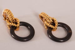 1990s Goossens Paris metal and wood earrings