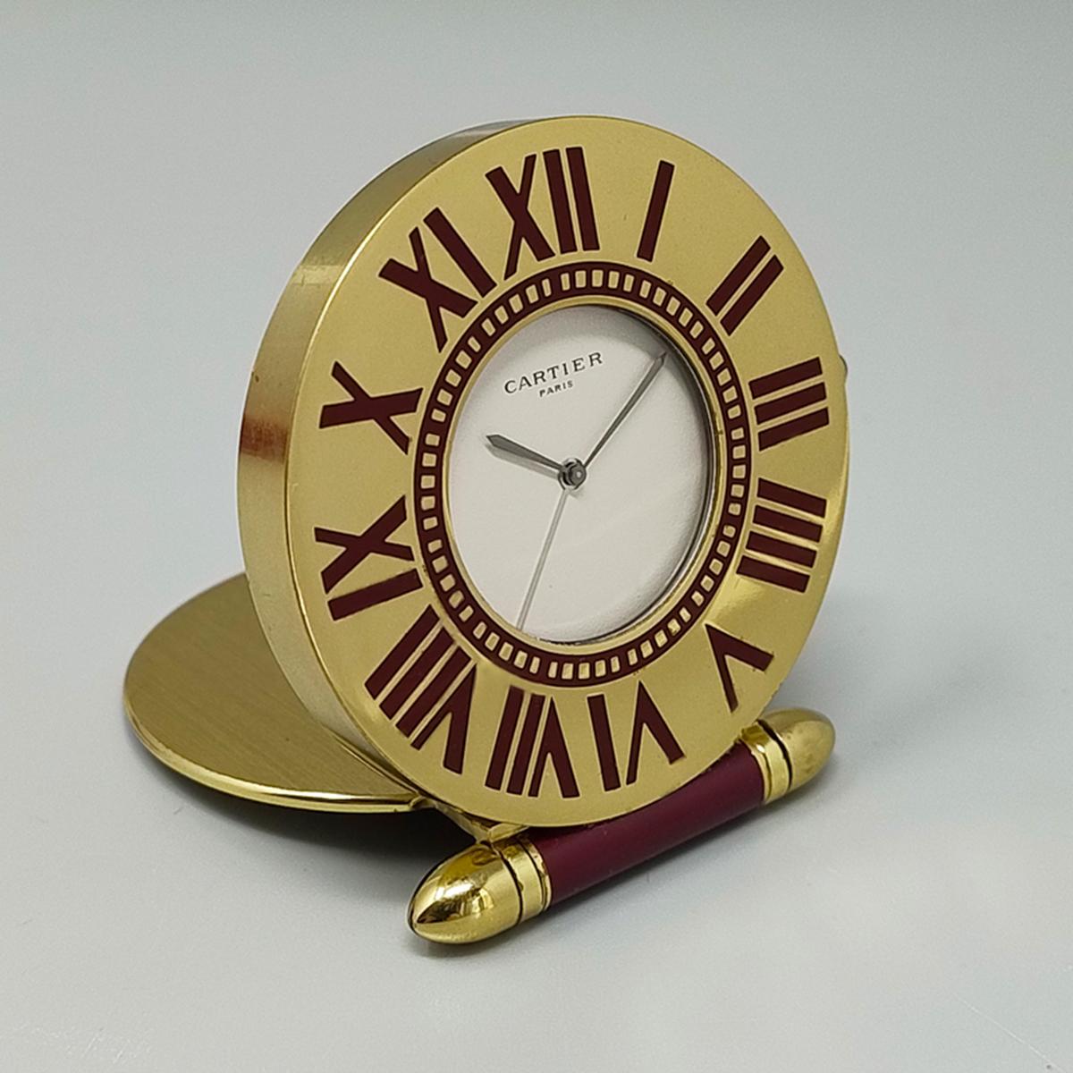 1990s Gorgeous Cartier Alarm Clock Pendulette. Made in France. In Excellent Condition For Sale In Milano, IT