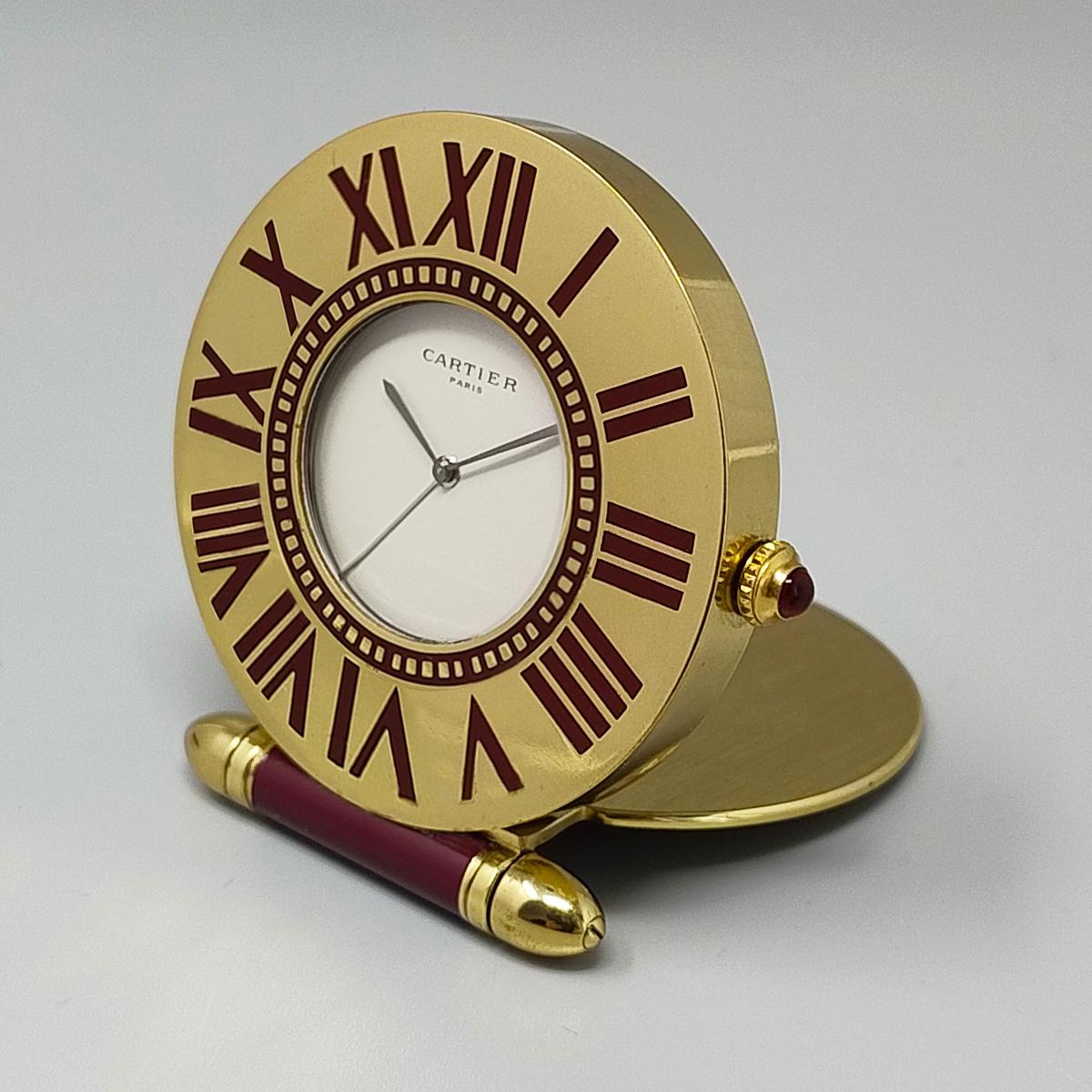 Late 20th Century 1990s Gorgeous Cartier Alarm Clock Pendulette. Made in France. For Sale