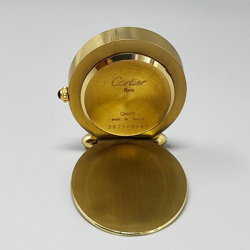 Gold Plate 1990s Gorgeous Cartier Alarm Clock Pendulette. Made in France. For Sale
