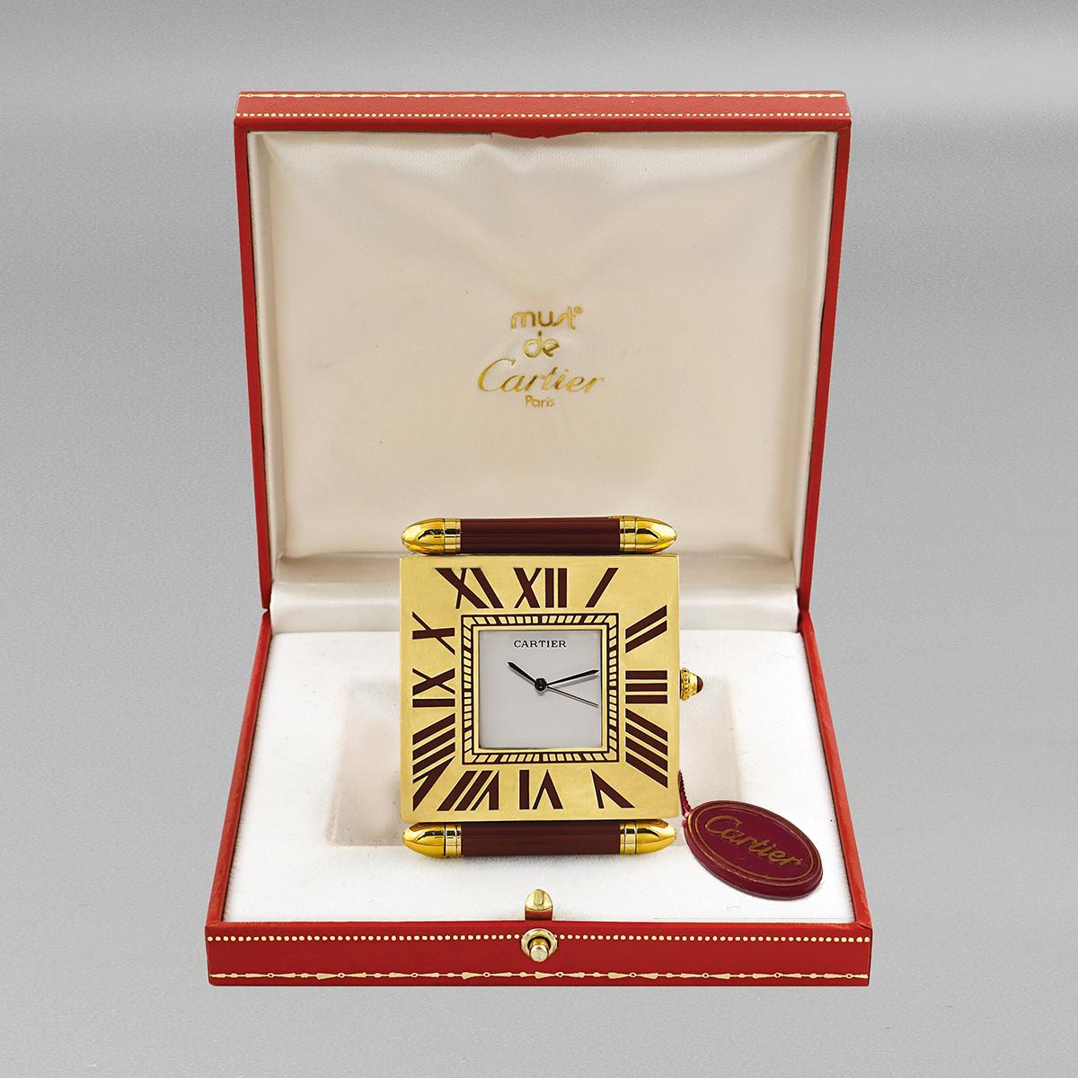 Mid-Century Modern 1990s Gorgeous Cartier Alarm Clock Pendulette. Made in Swiss For Sale