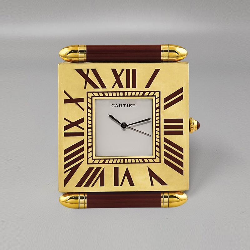 1990s Gorgeous Cartier Alarm Clock Pendulette. Made in Swiss In Excellent Condition For Sale In Milano, IT