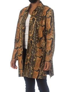 1990'S Gorgeous Shiny Snake Print Faux Velvet Oversized Blazer