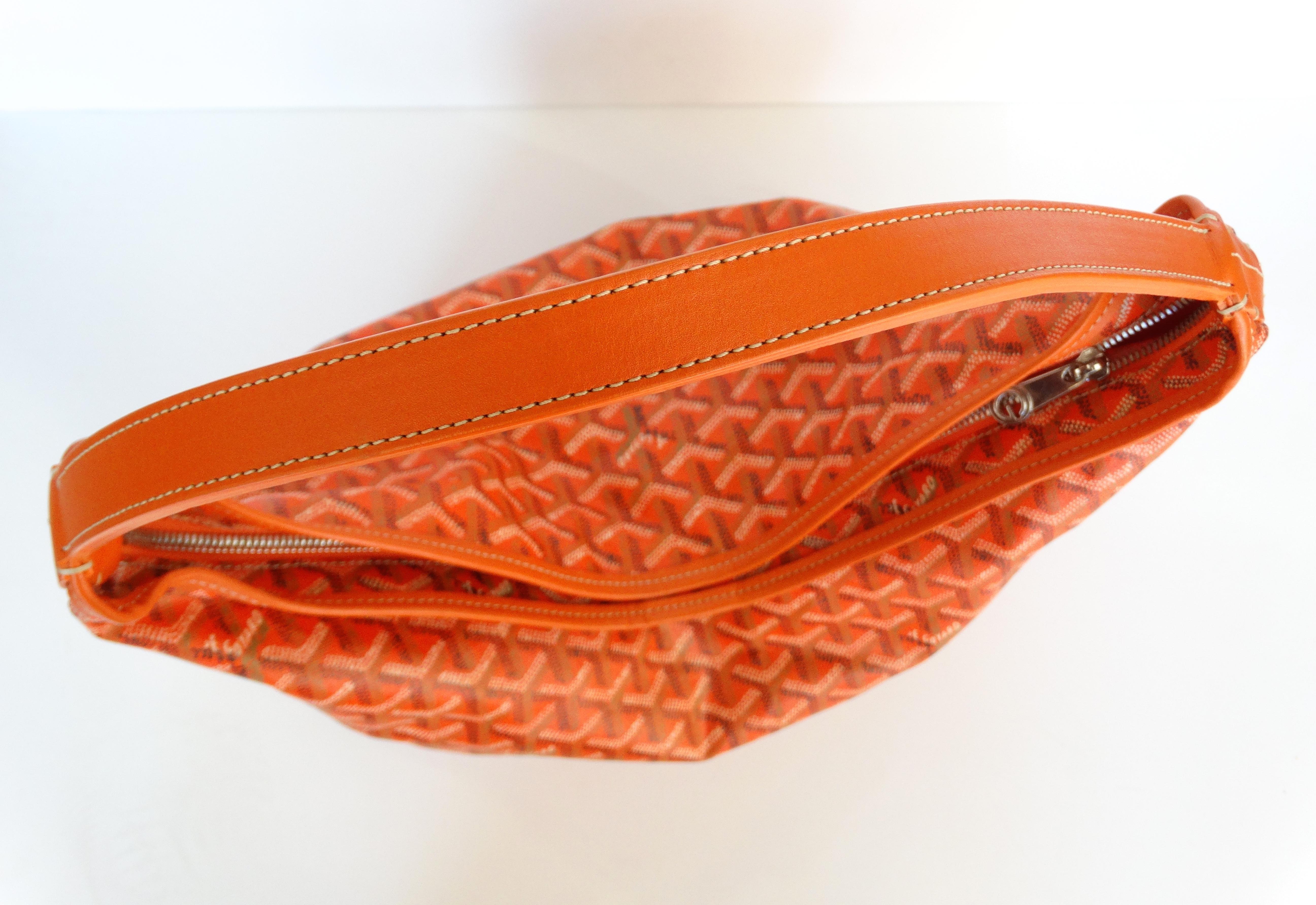 1990s Goyard Fidji Hobo Orange Leather Tote Bag 2