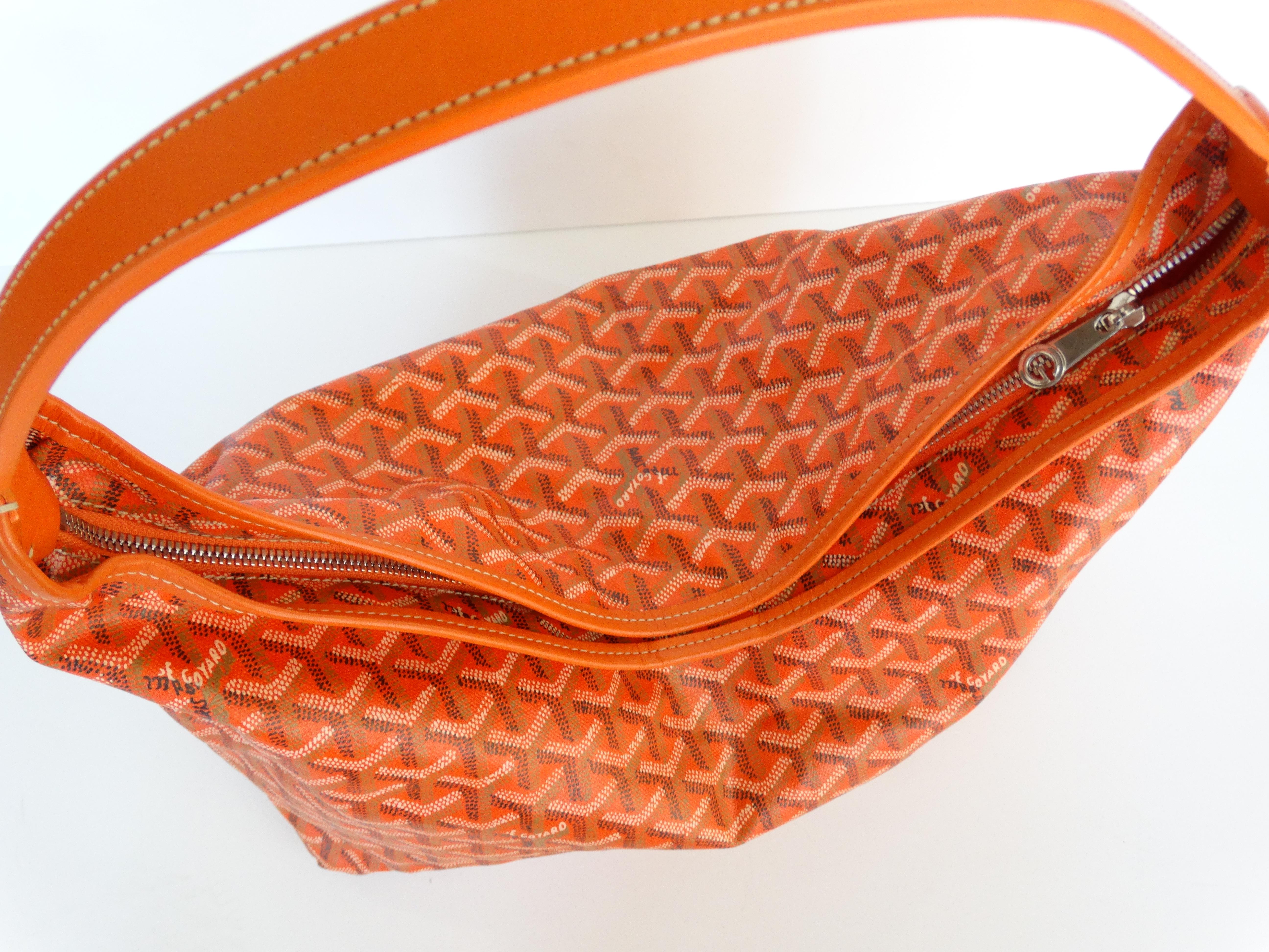 1990s Goyard Fidji Hobo Orange Leather Tote Bag 3