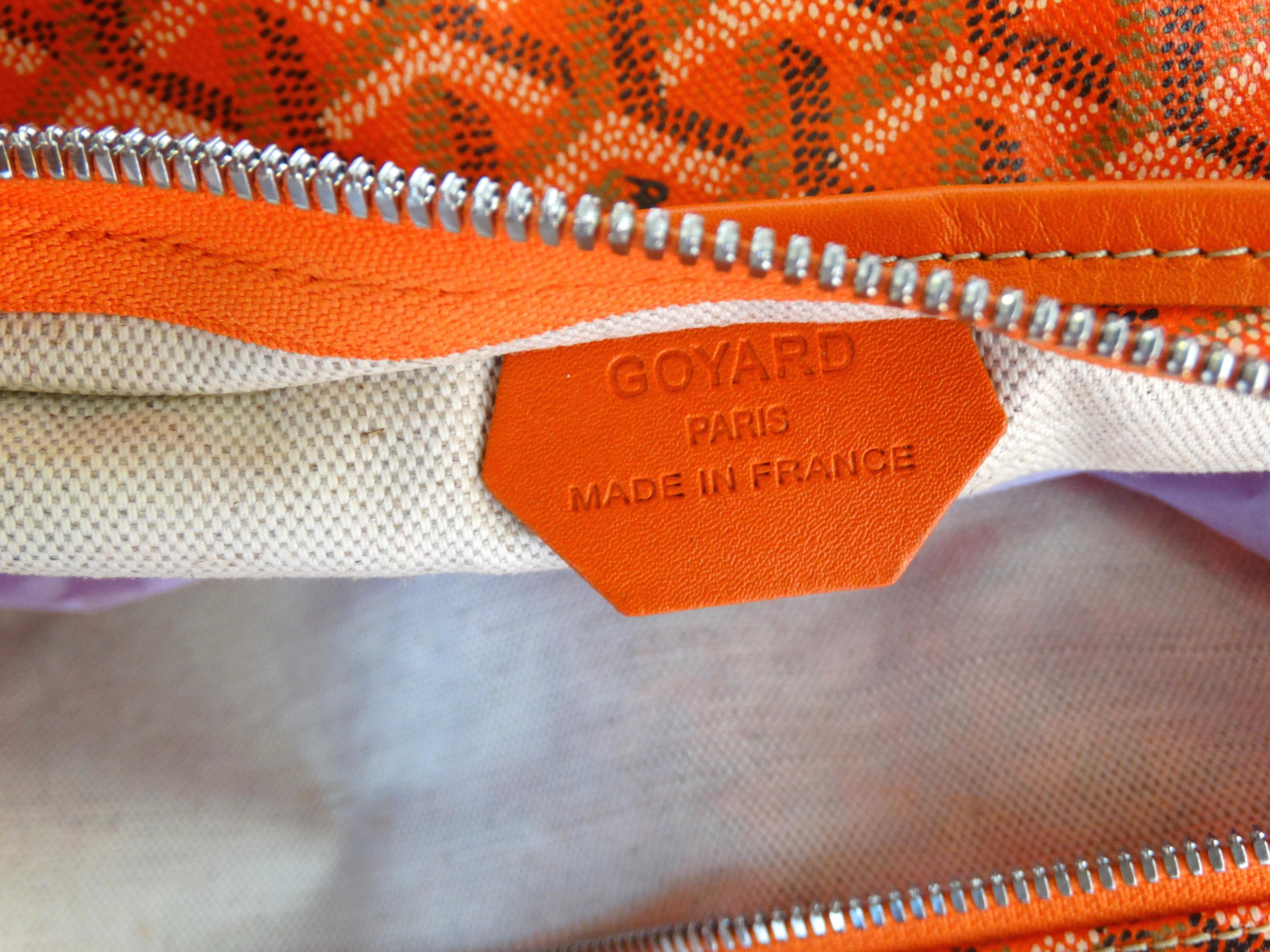 1990s Goyard Fidji Hobo Orange Leather Tote Bag 4