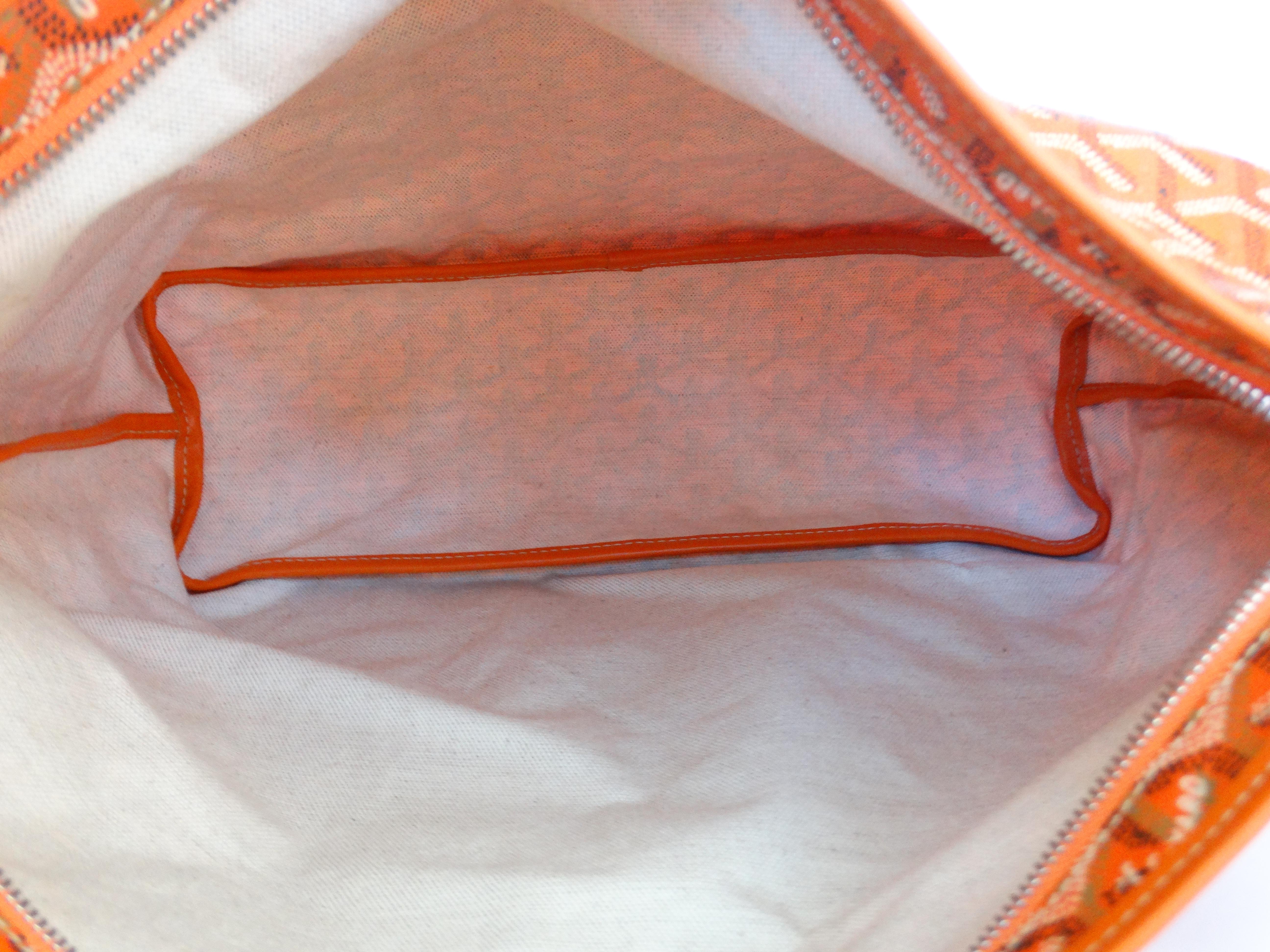 1990s Goyard Fidji Hobo Orange Leather Tote Bag 6