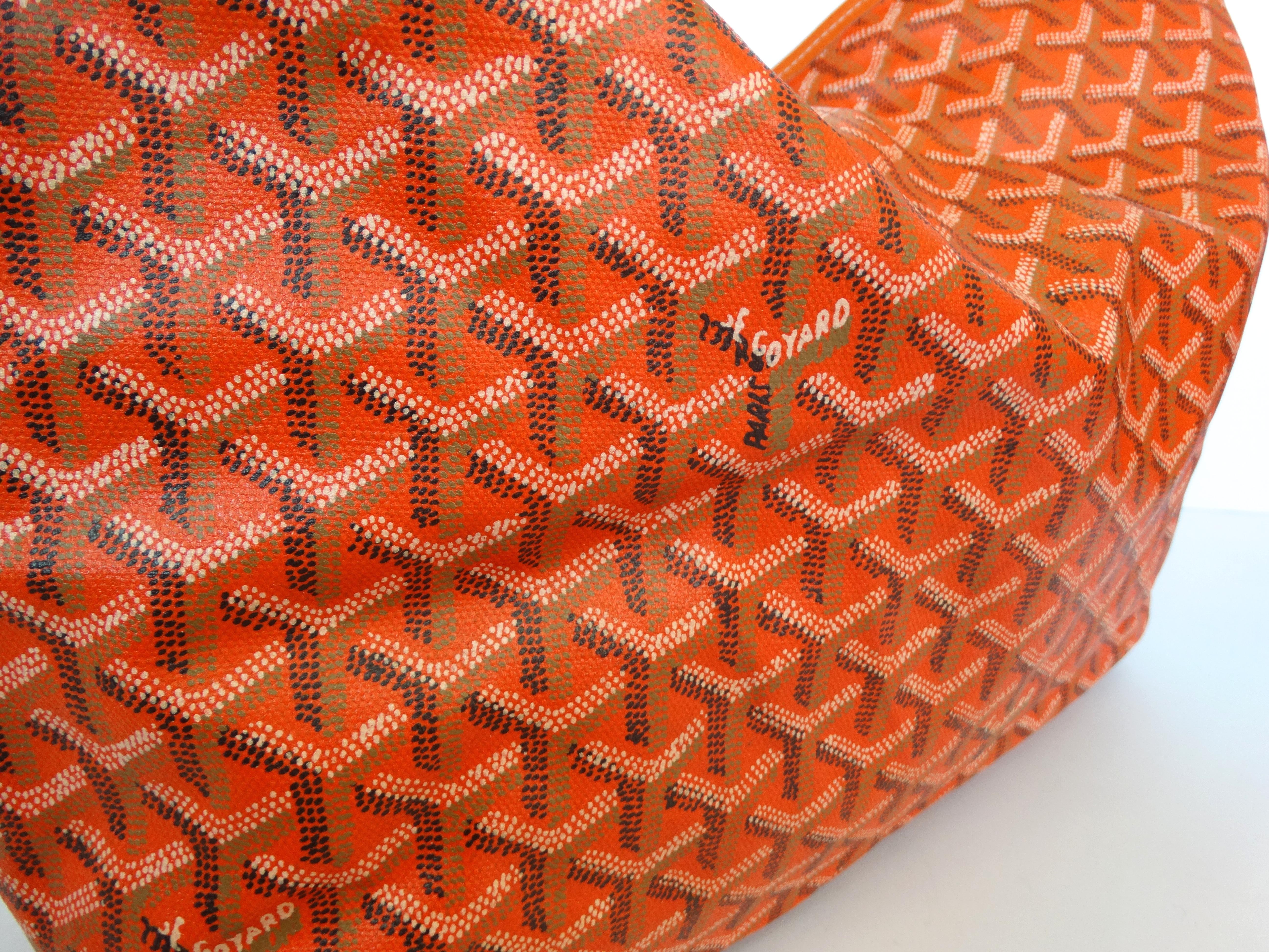 Red 1990s Goyard Fidji Hobo Orange Leather Tote Bag
