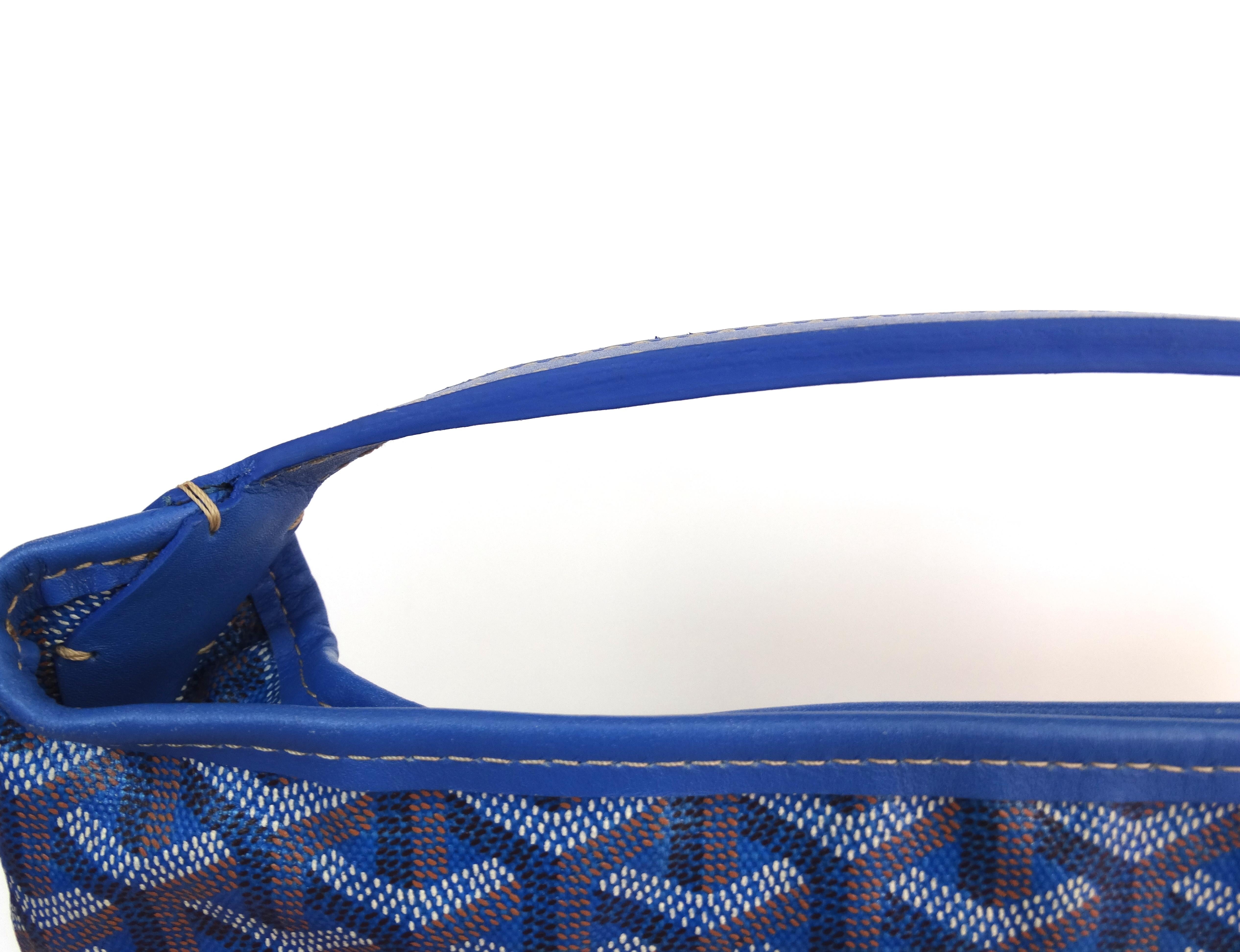 1990s Goyard Fidji Hobo Royal Blue Leather Tote Bag 2