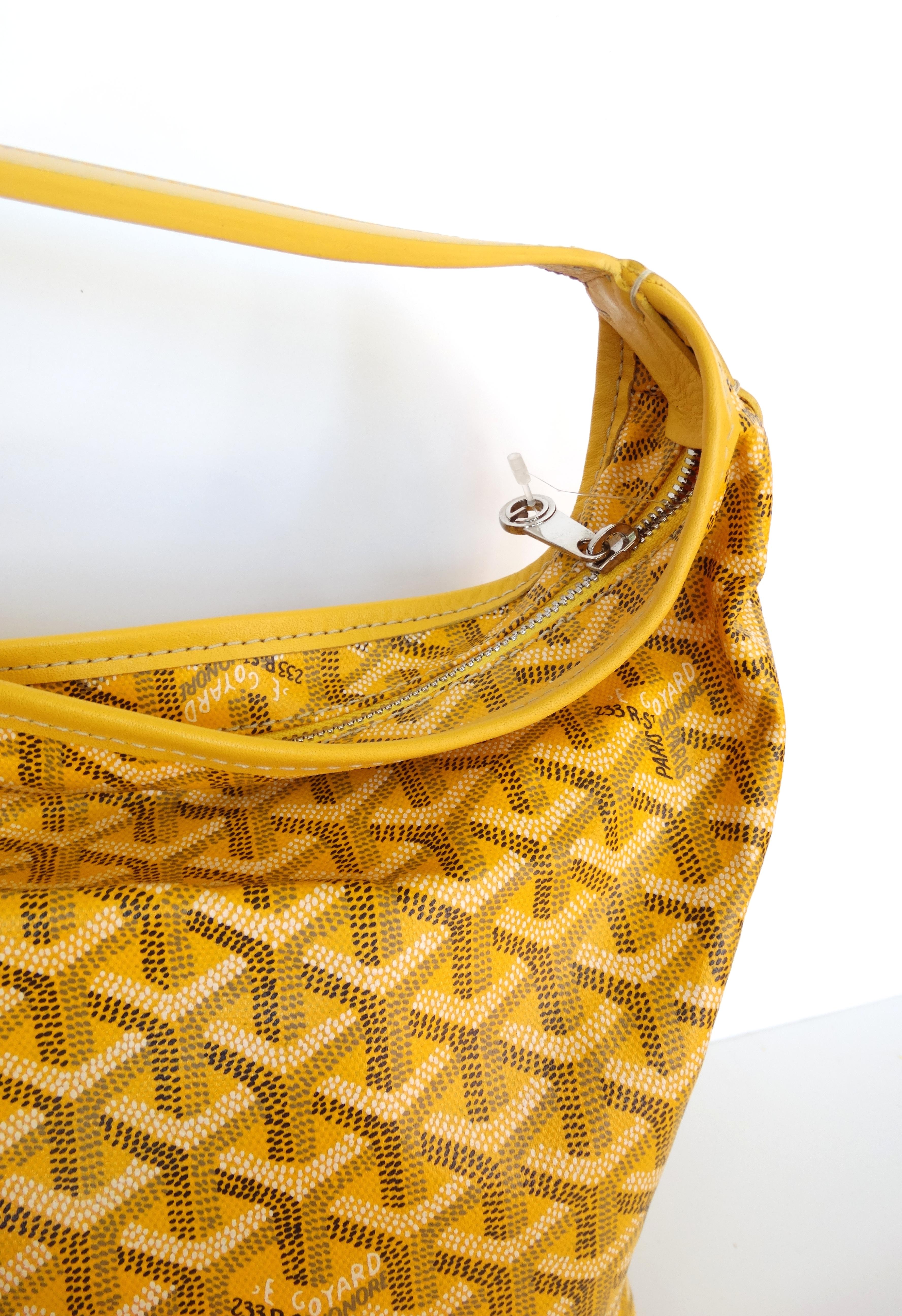 1990s Goyard Fidji Hobo Yellow Leather Tote Bag 4