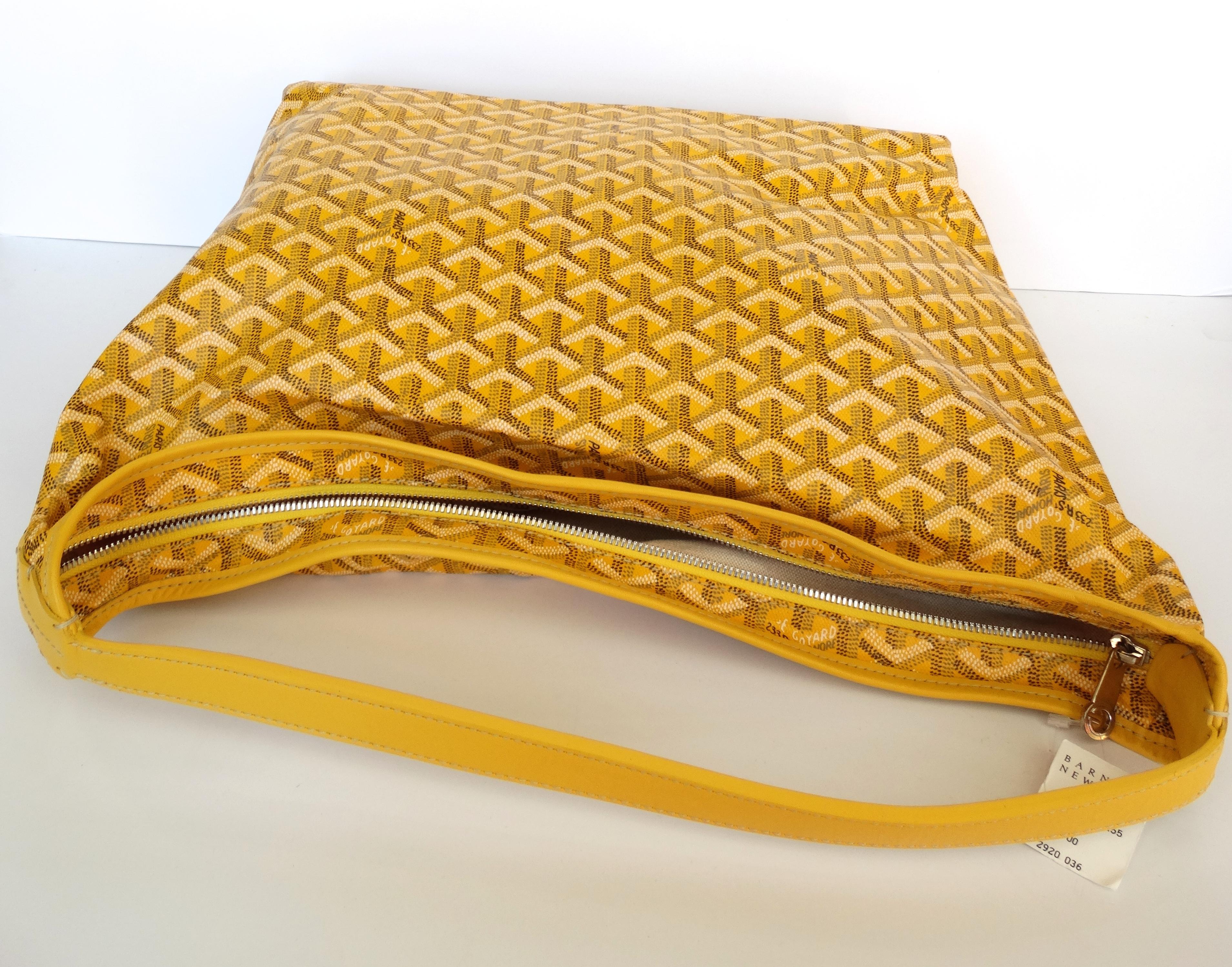 1990s Goyard Fidji Hobo Yellow Leather Tote Bag 5