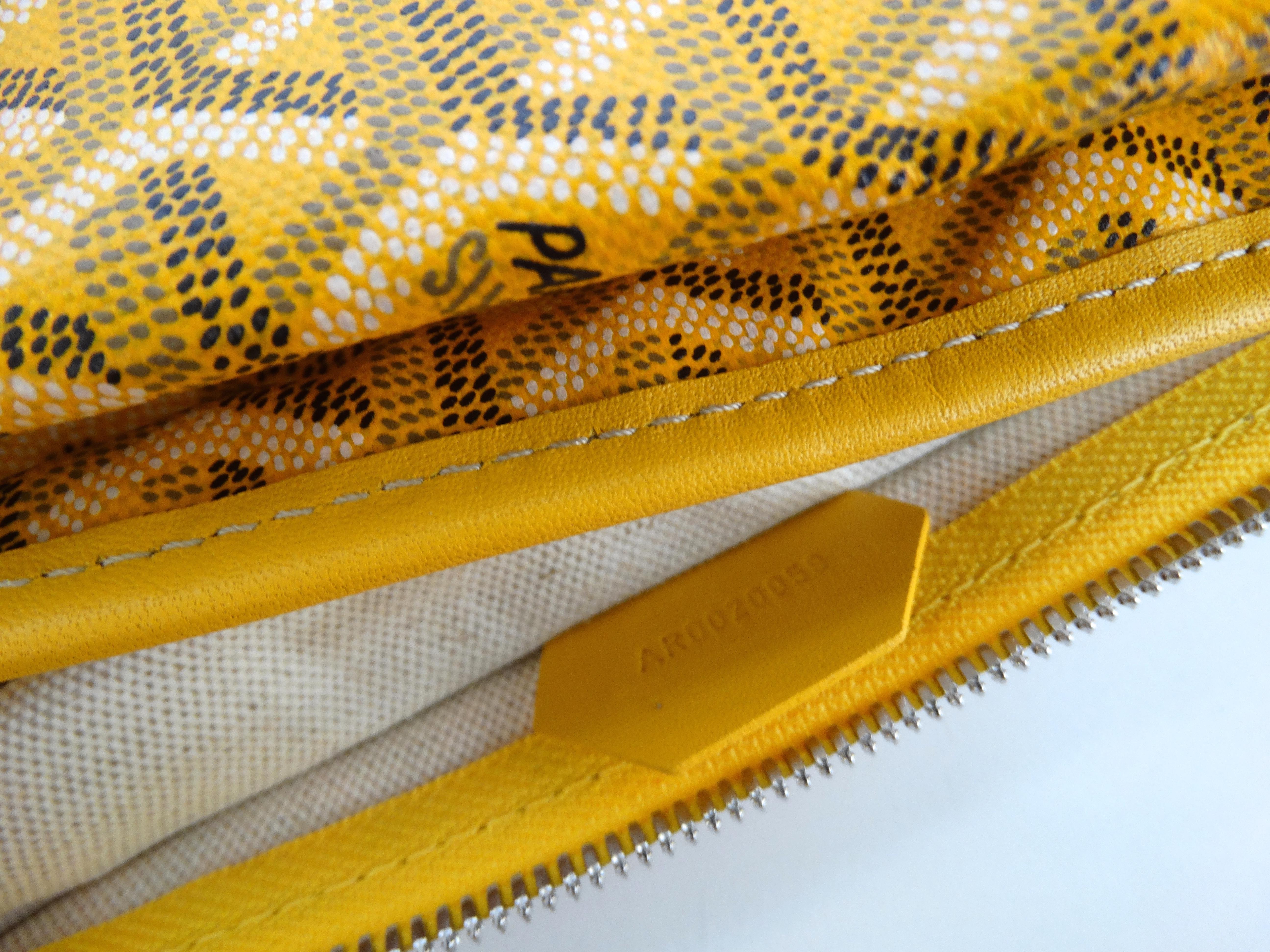 1990s Goyard Fidji Hobo Yellow Leather Tote Bag 6