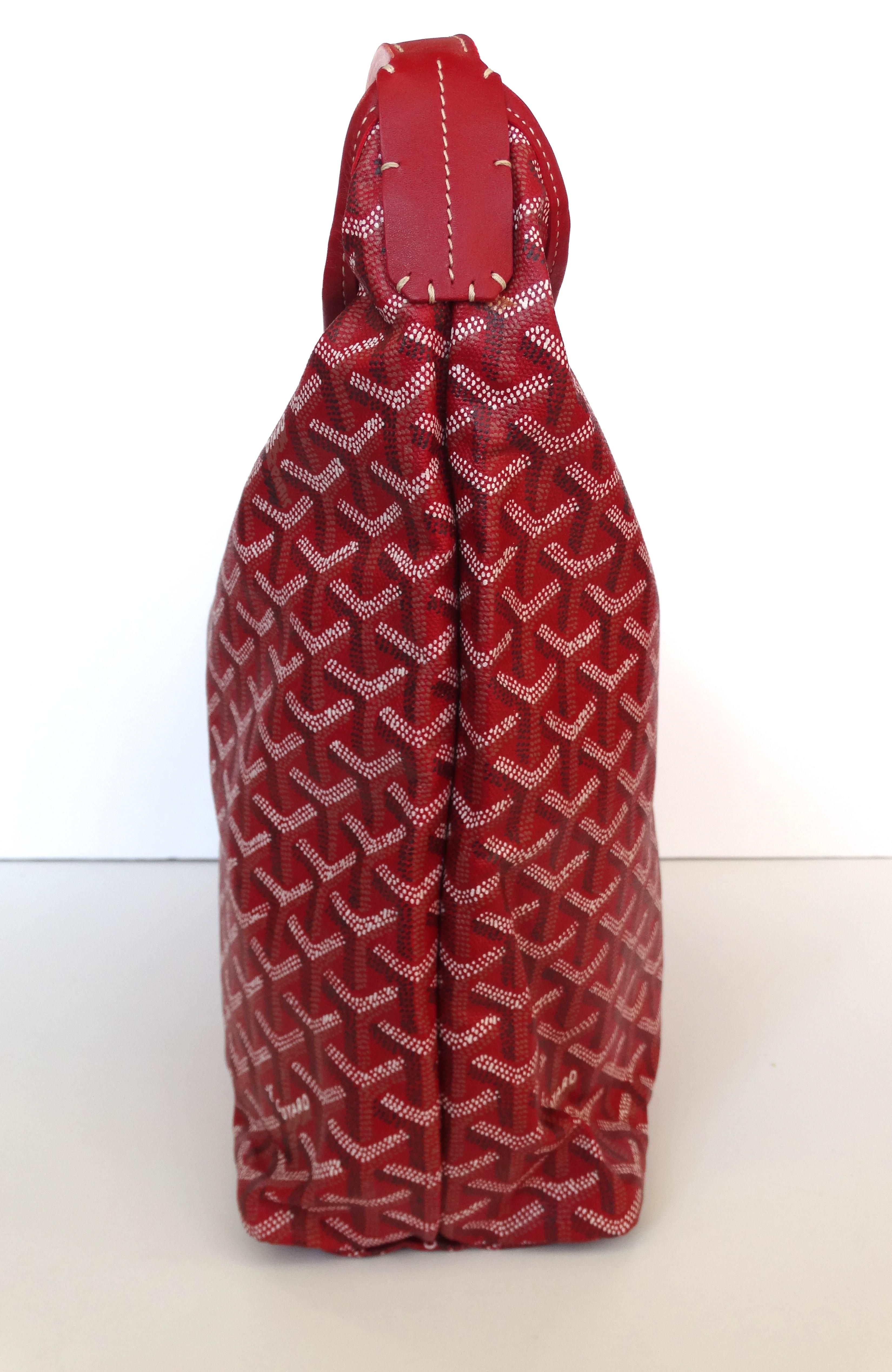 Women's or Men's 1990s Goyard Red Fidji Hobo Leather Tote Bag