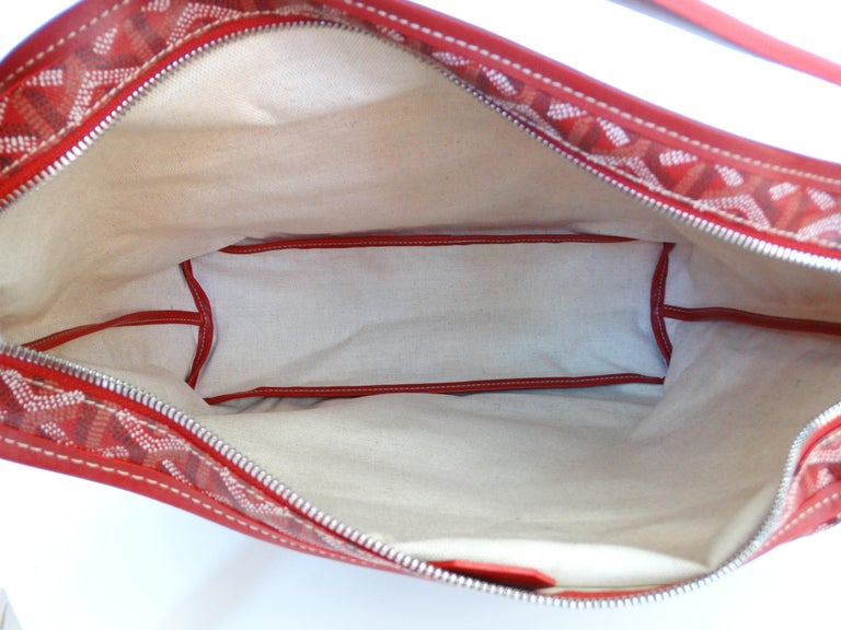 1990s Goyard Red Fidji Hobo Leather Tote Bag at 1stDibs