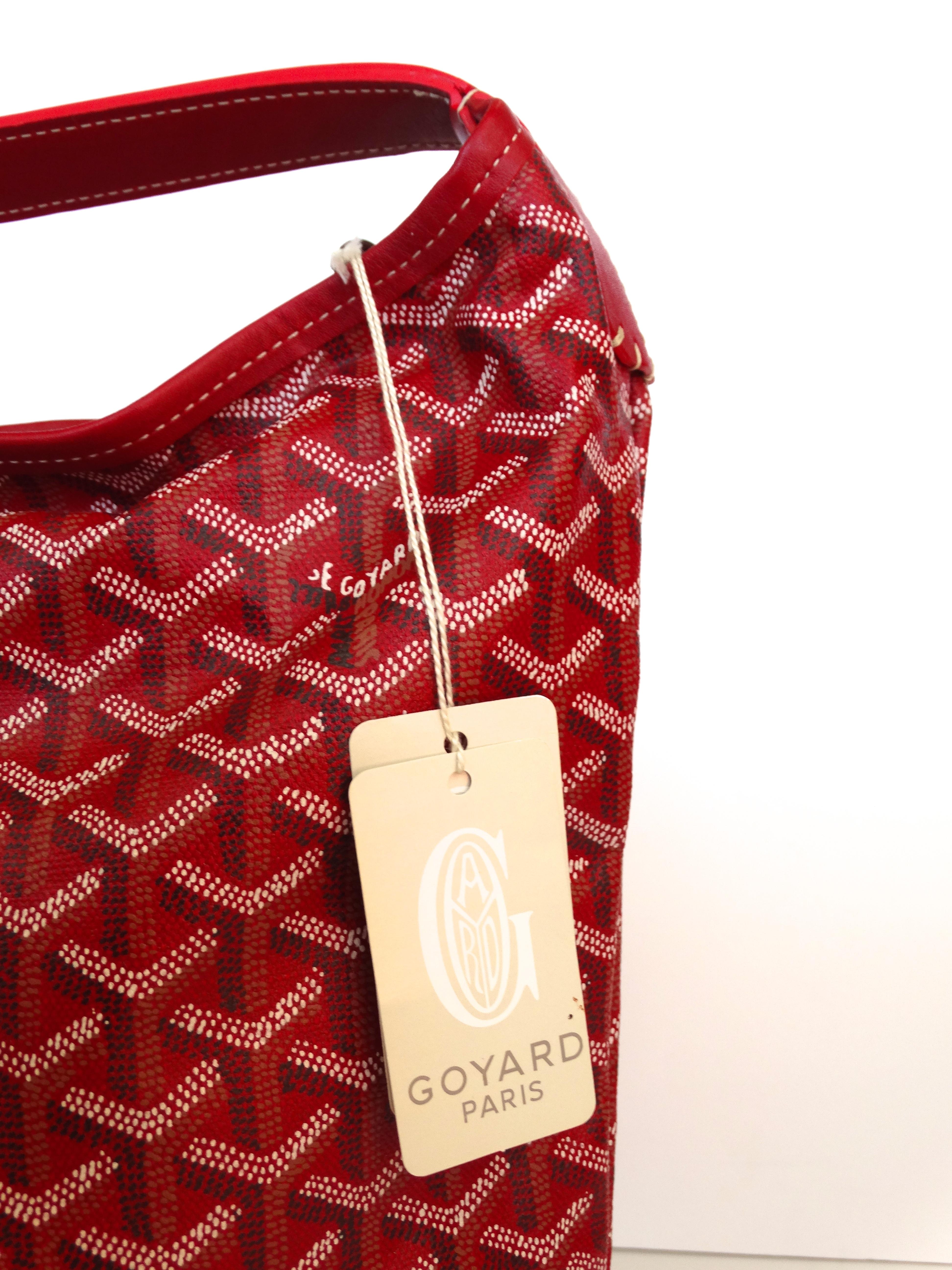 1990s Goyard Red Fidji Hobo Leather Tote Bag 2