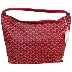 Vintage 1990s Goyard Red Fidji Hobo Leather Tote Bag
