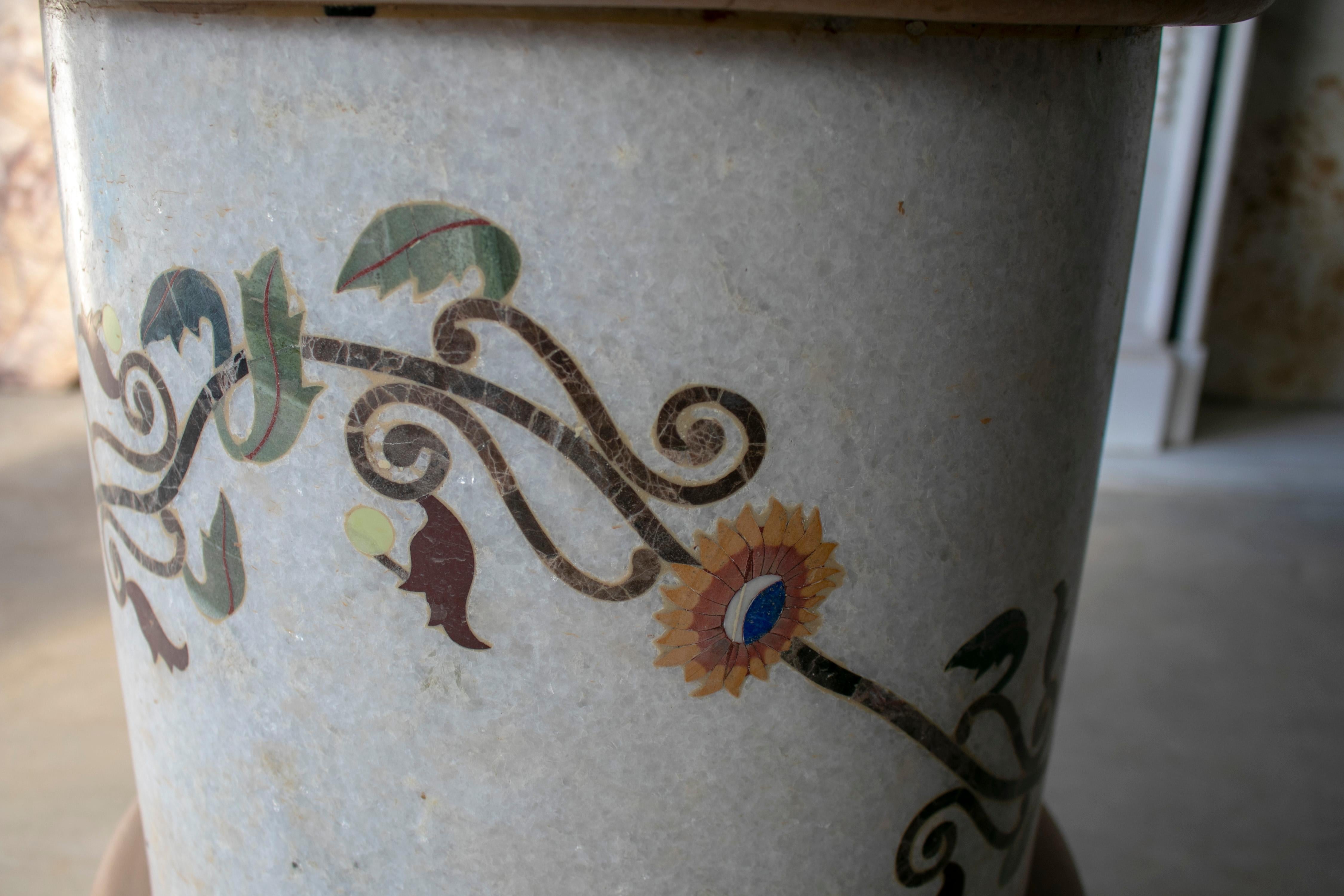 1990s Grand Pietre Dure Inlay Mosaic Marble Long Console Table Signed 