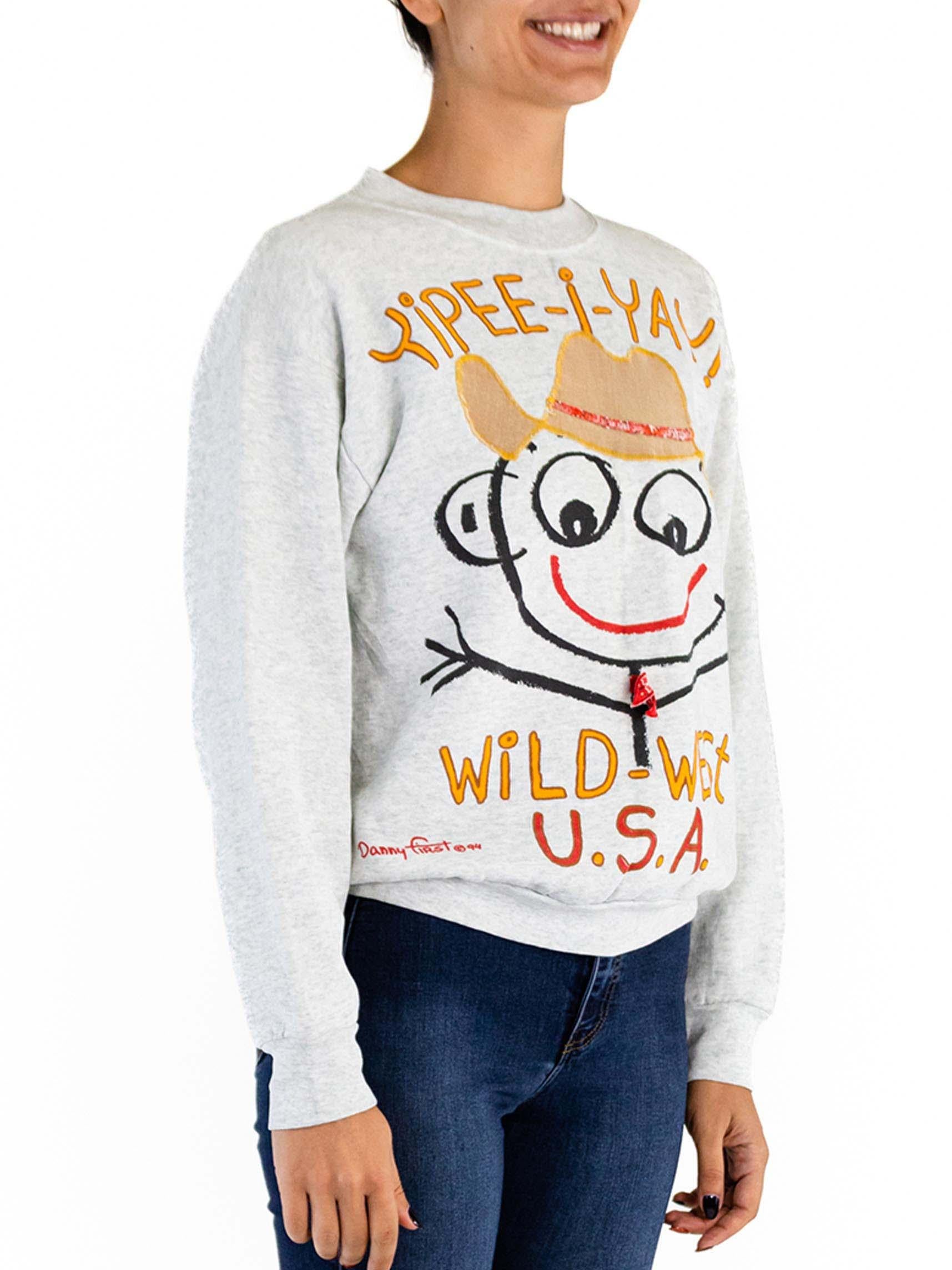 1990S Graues Poly/Baumwolle Wild West Sweatshirt Top im Zustand „Hervorragend“ im Angebot in New York, NY