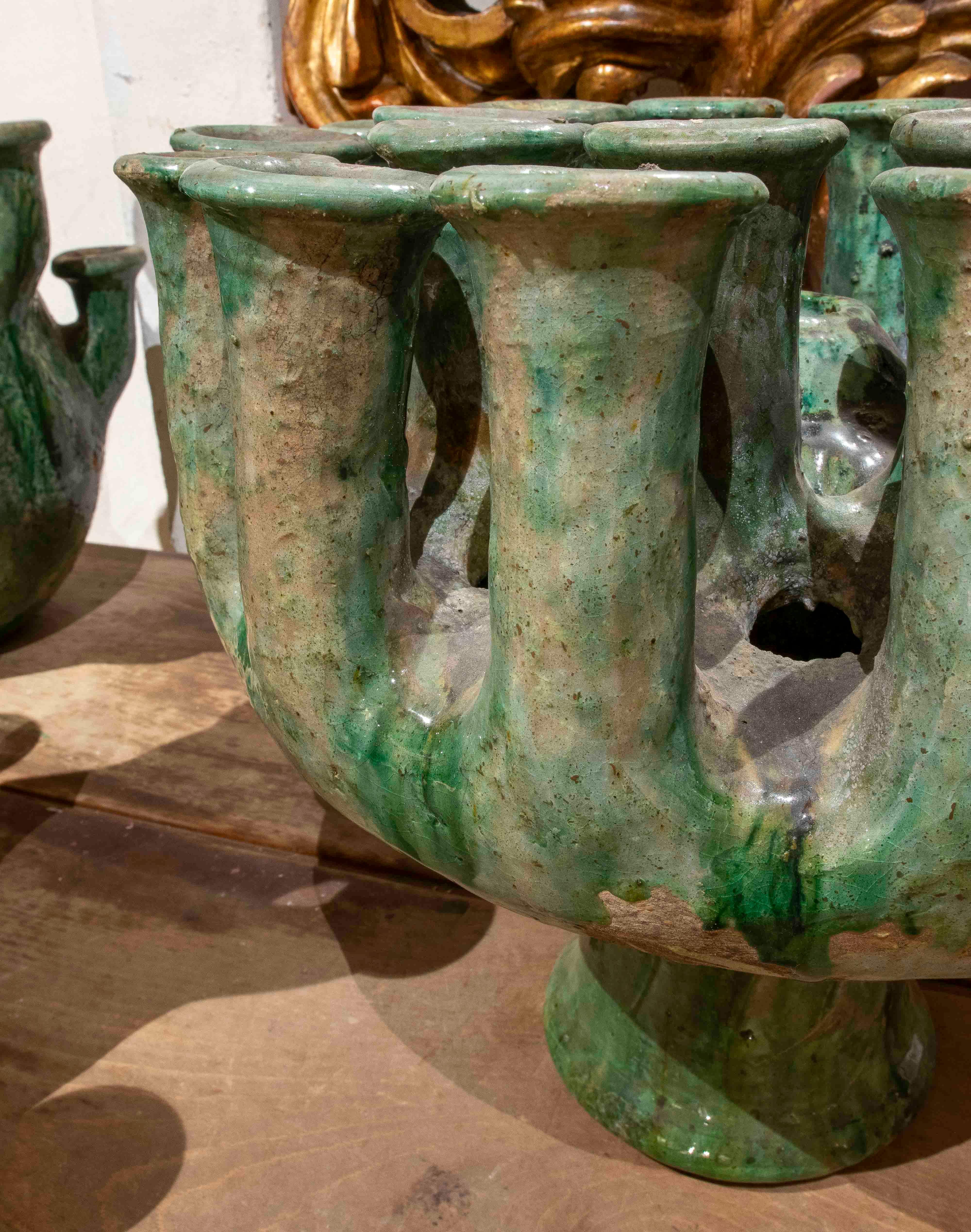 Candeliere in ceramica smaltata verde del 1990 In condizioni buone in vendita a Marbella, ES