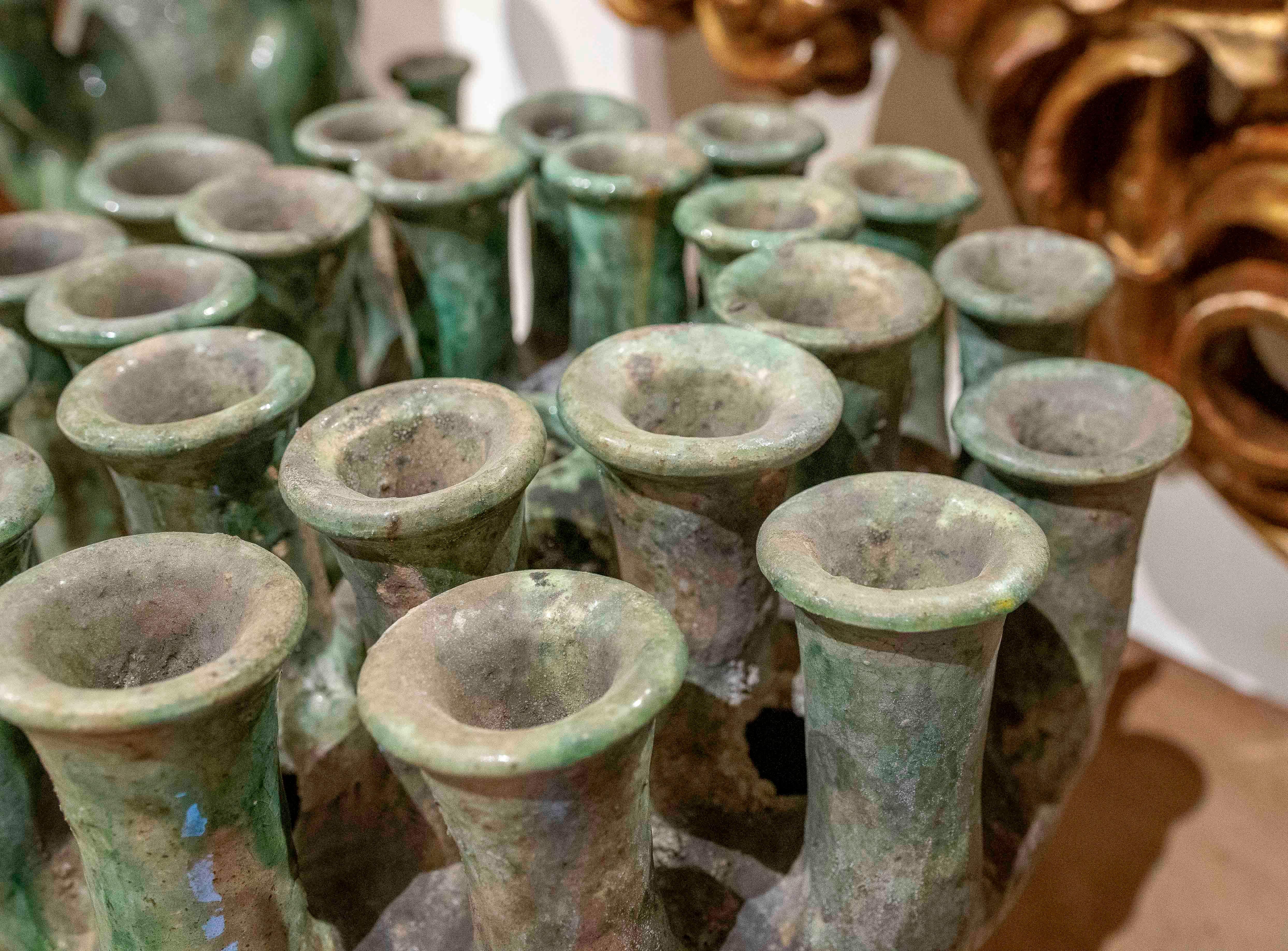 Candeliere in ceramica smaltata verde del 1990 in vendita 1