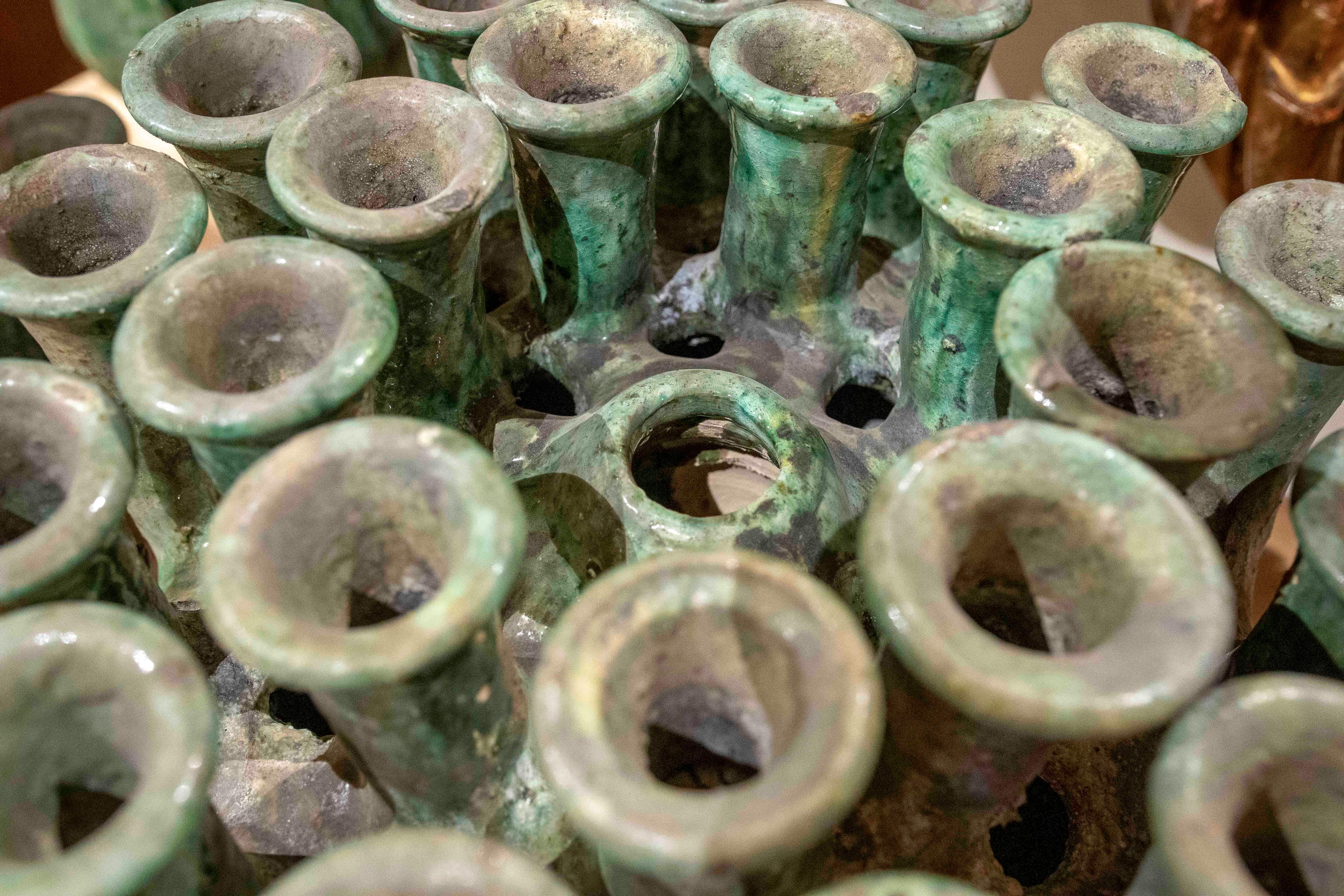 Candeliere in ceramica smaltata verde del 1990 in vendita 3