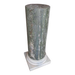 1990s Green Marble Column/Cylindrical Base on a White Marble Base
