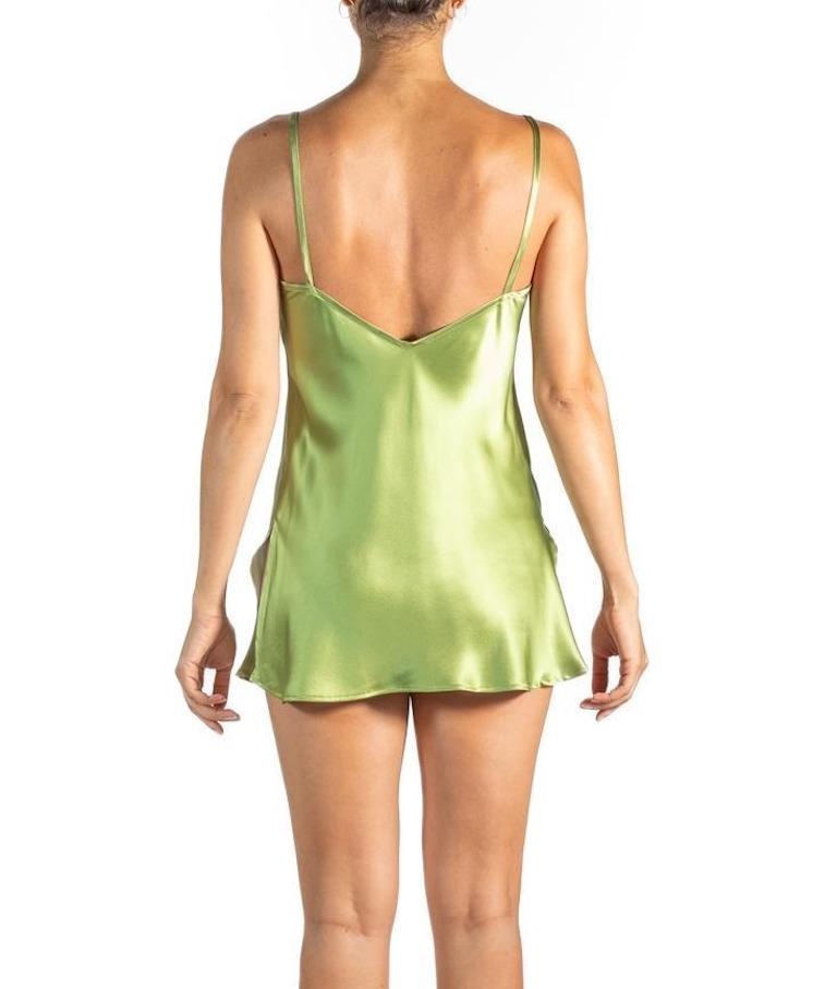 Beige 1990S Green Silk Slip For Sale