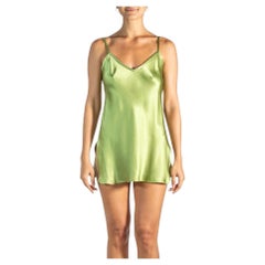 1990S Slip de seda verde