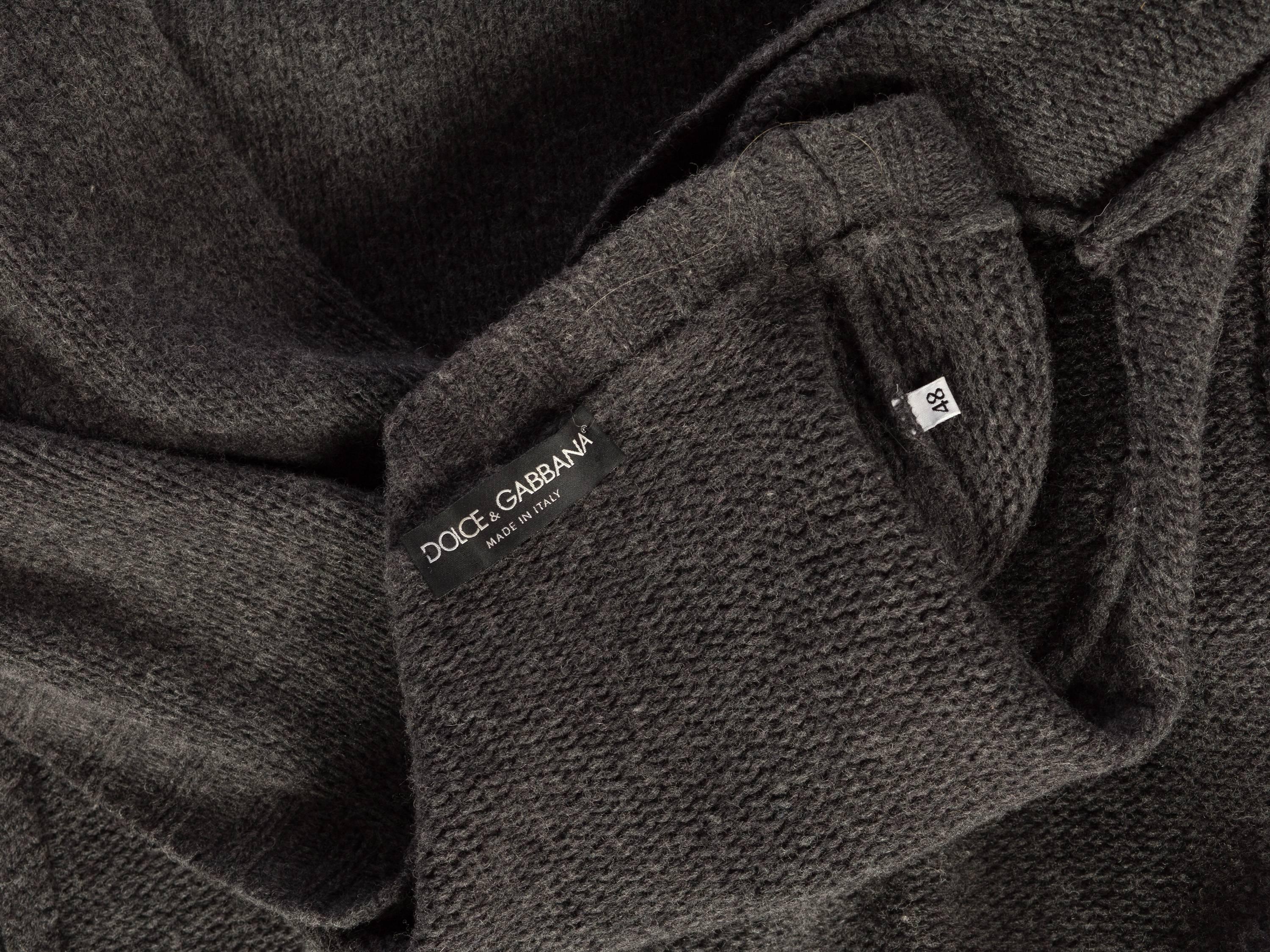 1990S DOLCE & GABBANA Dark Grey Wool Knit Oversized Sweater Cardigan 3